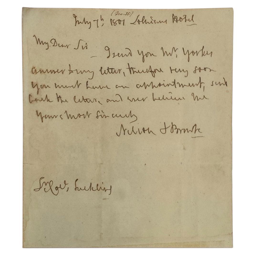 Admiral Horatio Lord Nelson Handwritten Signed Note