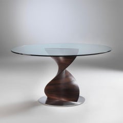 ADN Round Table with Solid Walnut Base or Lacquered Base