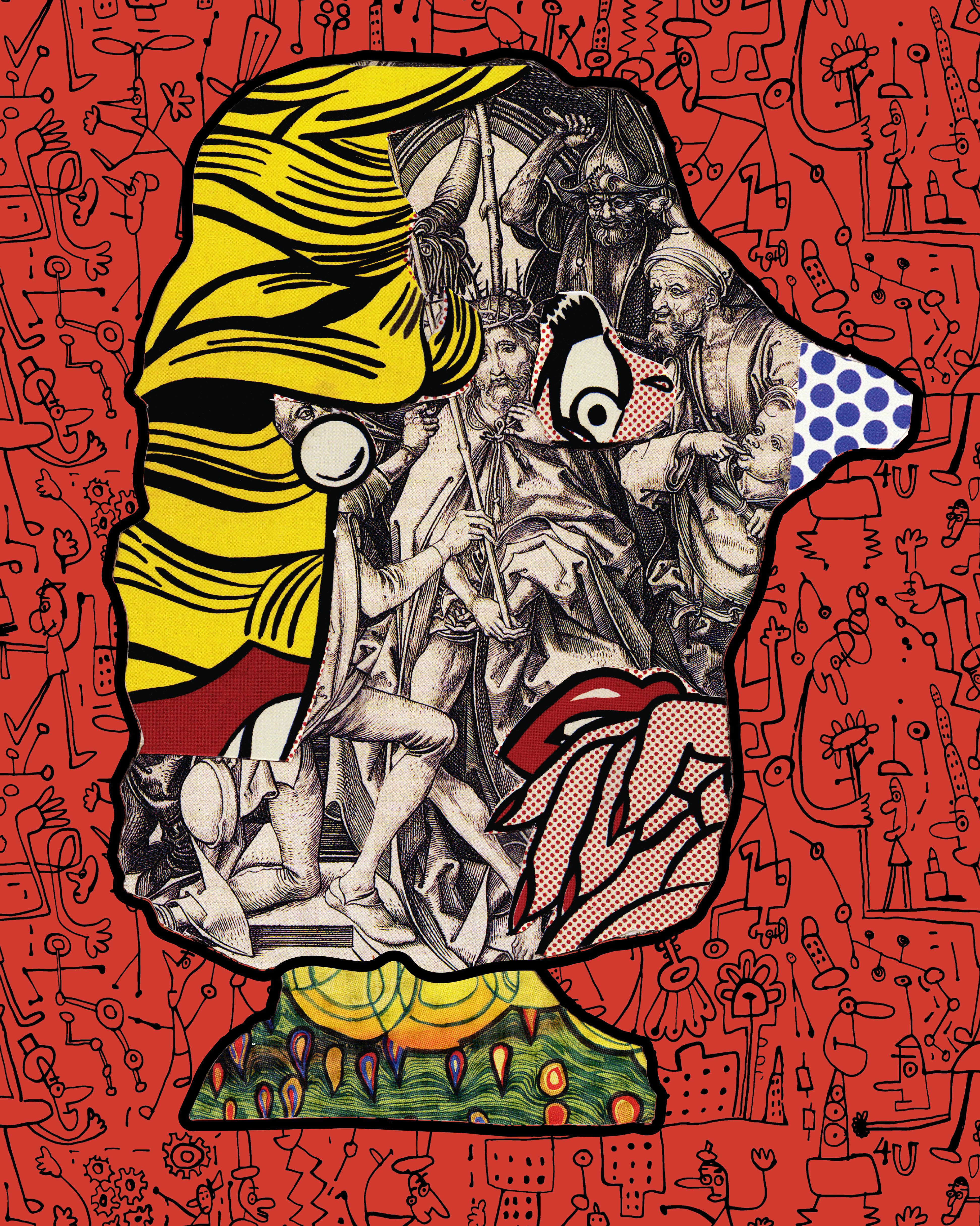 Modern Head - Red - Print by Adnan Charara