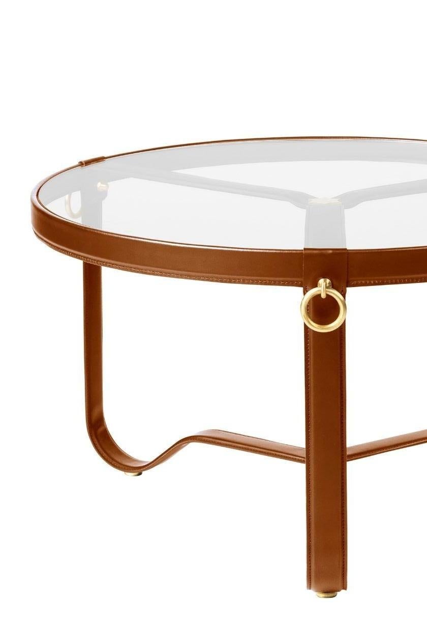 Italian Adnet Coffee Table, Small - Tan Leather - by Jacques Adnet for Gubi  For Sale