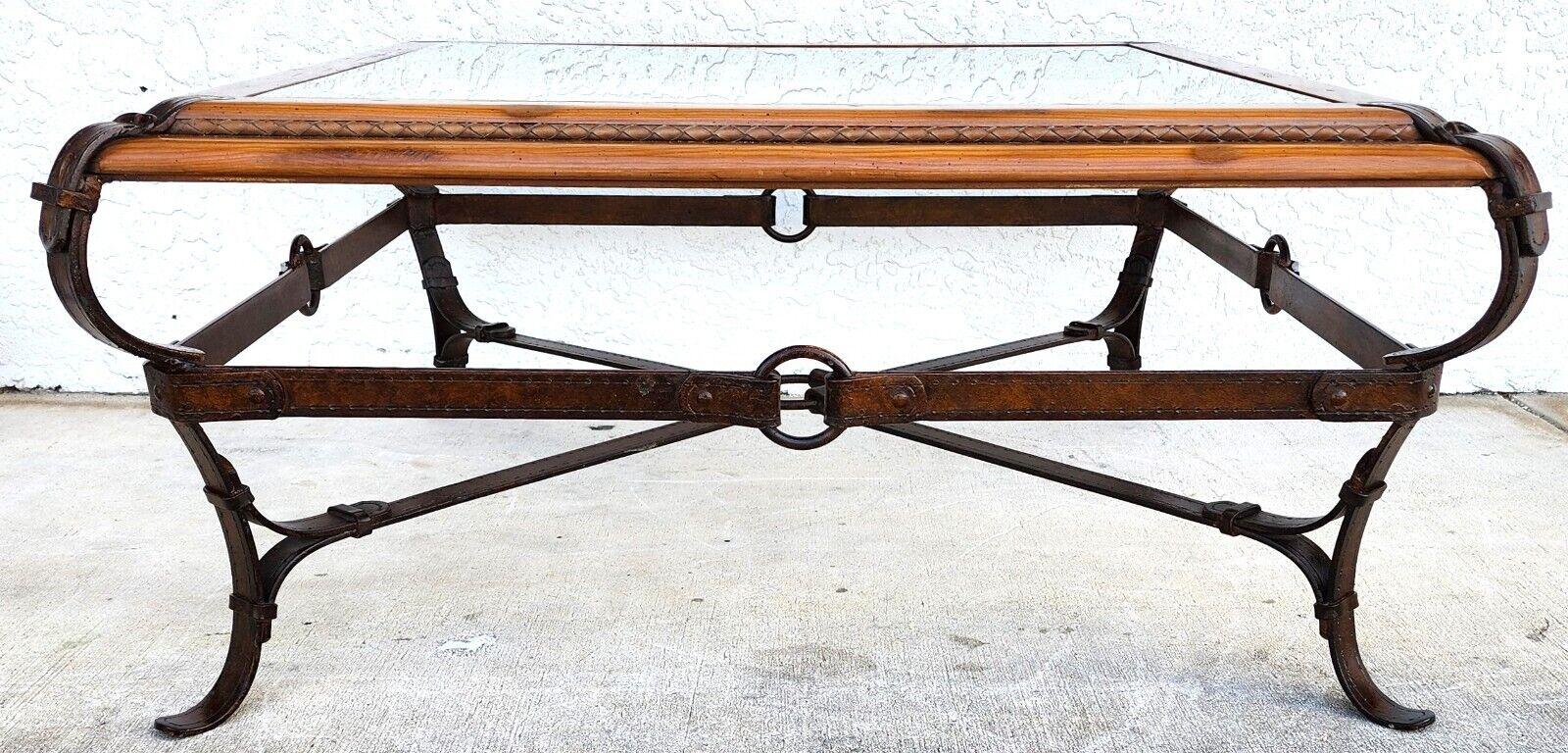 Adnet Hermes Style Coffee Table Equestrian Ranch Rustic In Good Condition For Sale In Lake Worth, FL