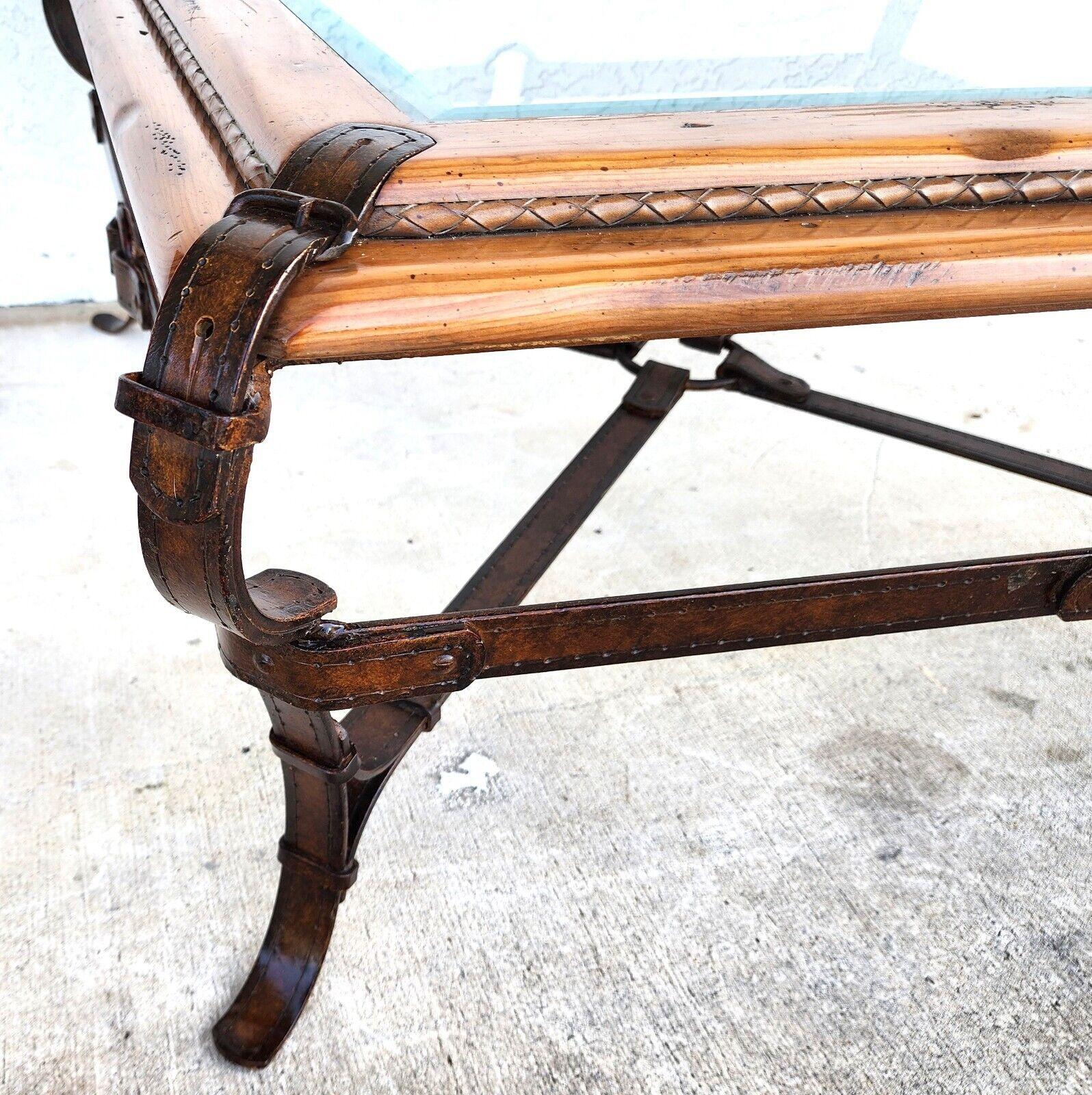 Late 20th Century Adnet Hermes Style Coffee Table Equestrian Ranch Rustic For Sale