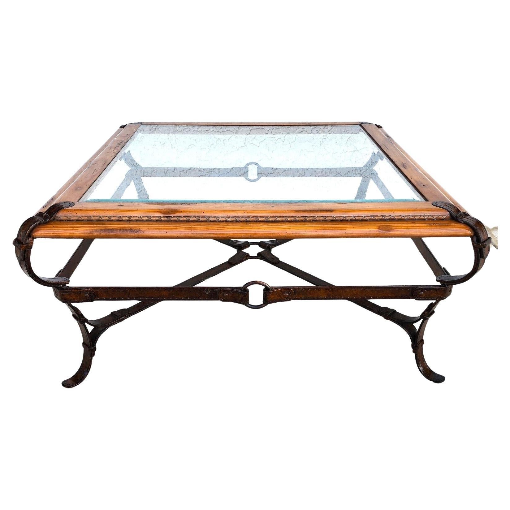 Adnet Hermes Style Coffee Table Equestrian Ranch Rustic