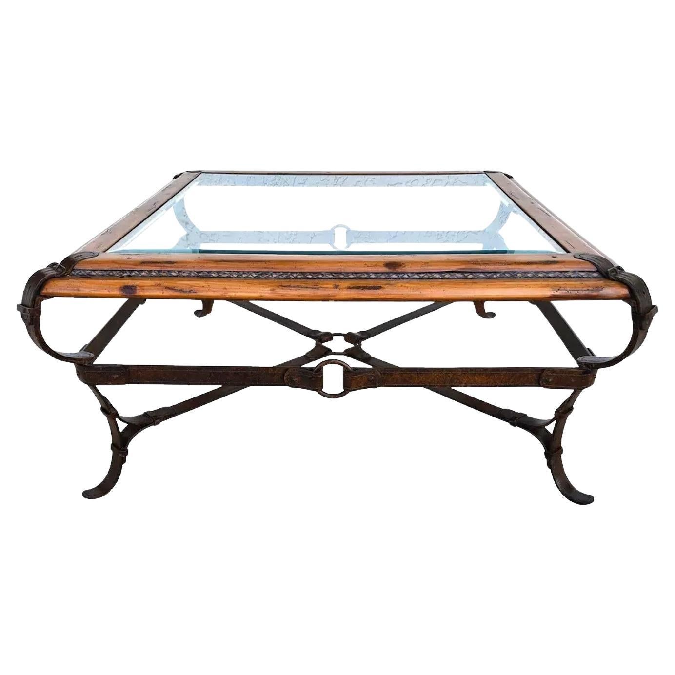 Adnet Hermes Style Coffee Table Equestrian Ranch Rustic