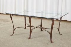 Adnet Hermes Style Faux Leather Iron Strap Cocktail Table