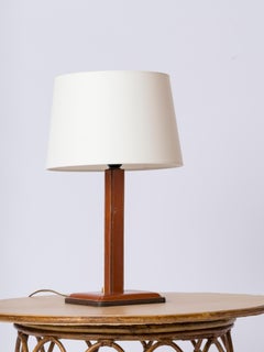 Lampe de table "Piqué Sellier" Fauve en cuir Stitch by Stitch - France années 1960