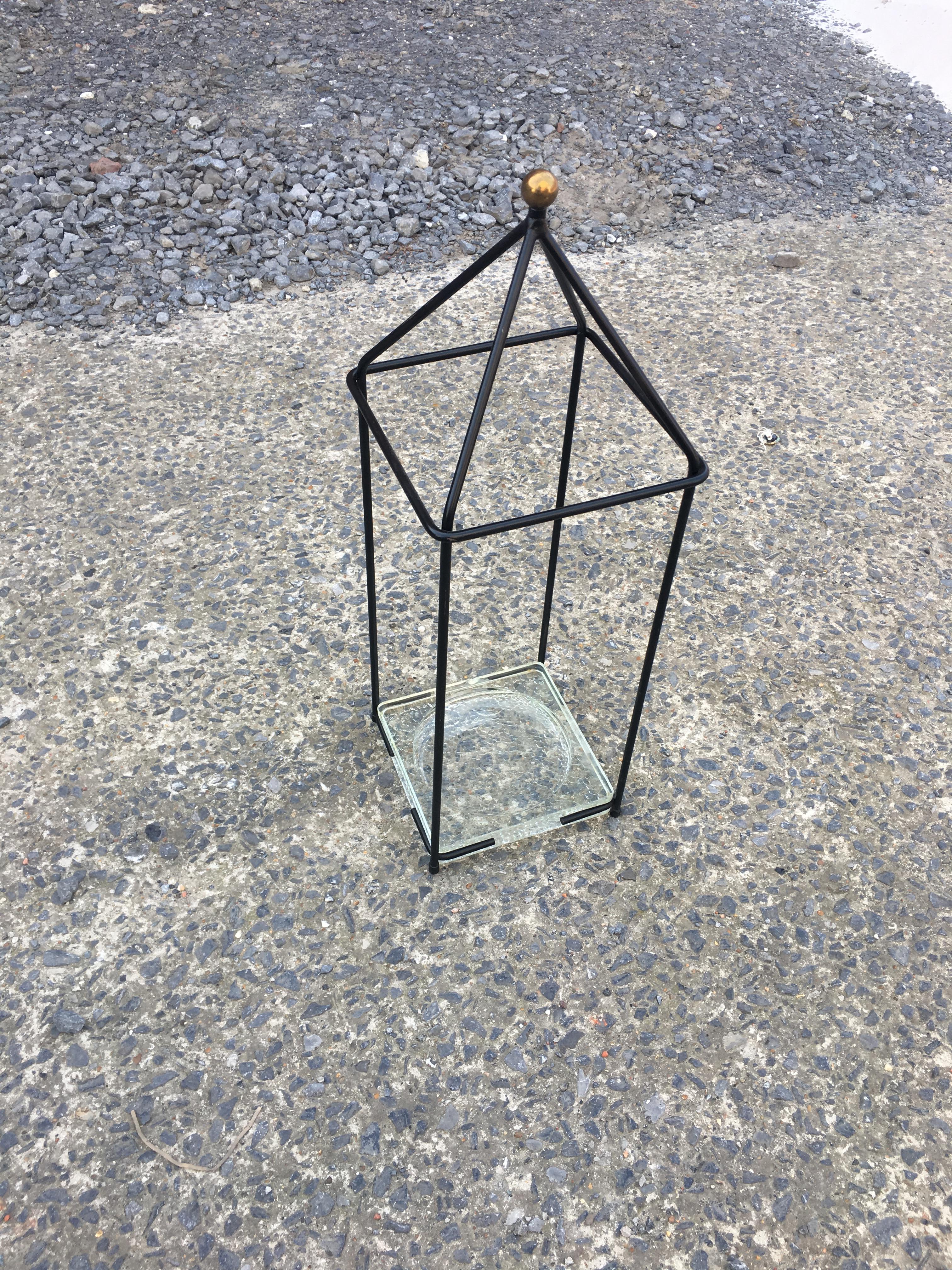 Adnet Jacques Attributed, Umbrella Stand circa 1960 in Lacquered Metal For Sale 4