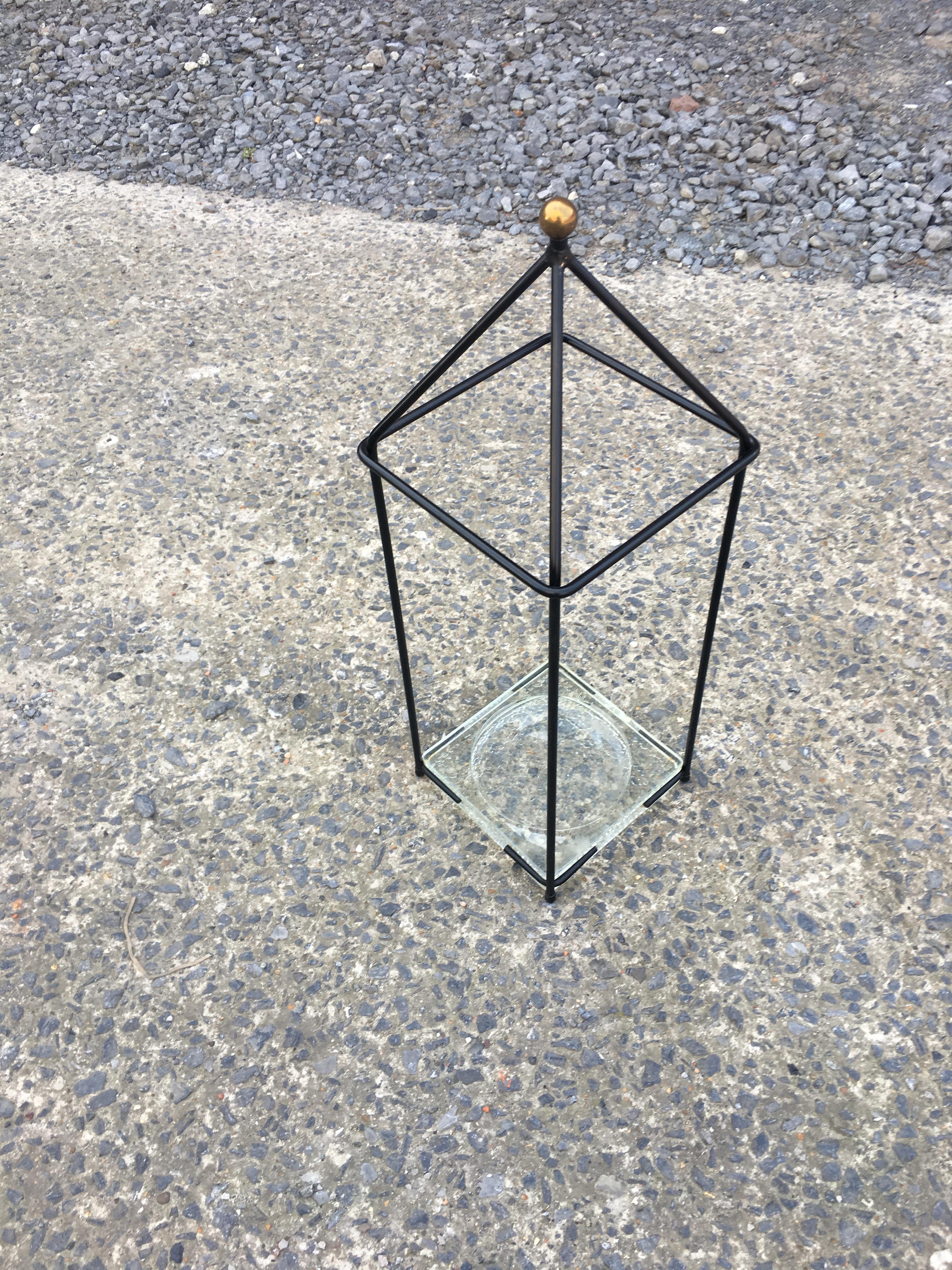 Adnet Jacques Attributed, Umbrella Stand circa 1960 in Lacquered Metal For Sale 6