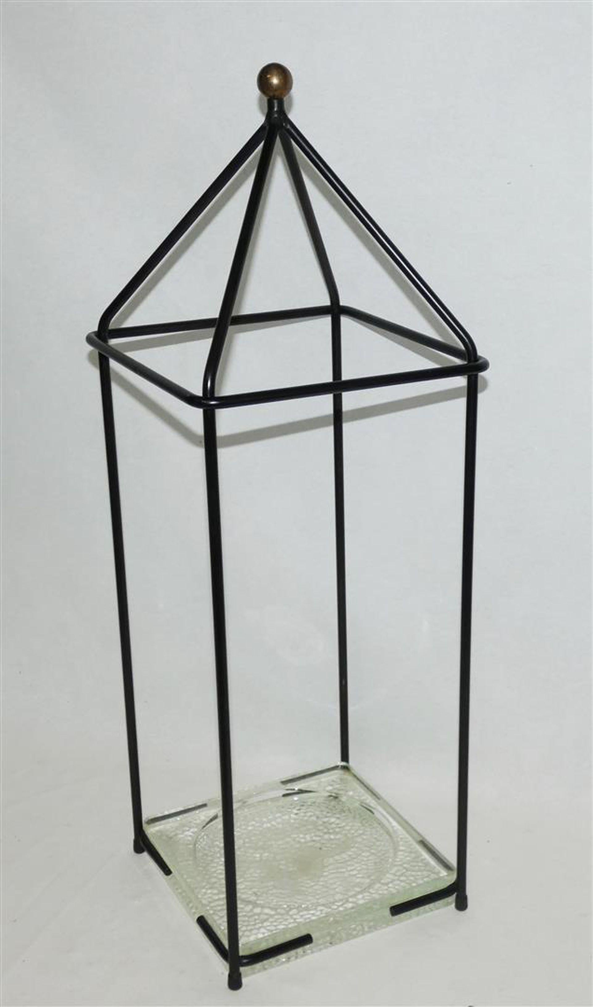 Adnet Jacques Attributed, Umbrella Stand circa 1960 in Lacquered Metal In Excellent Condition For Sale In Saint-Ouen, FR