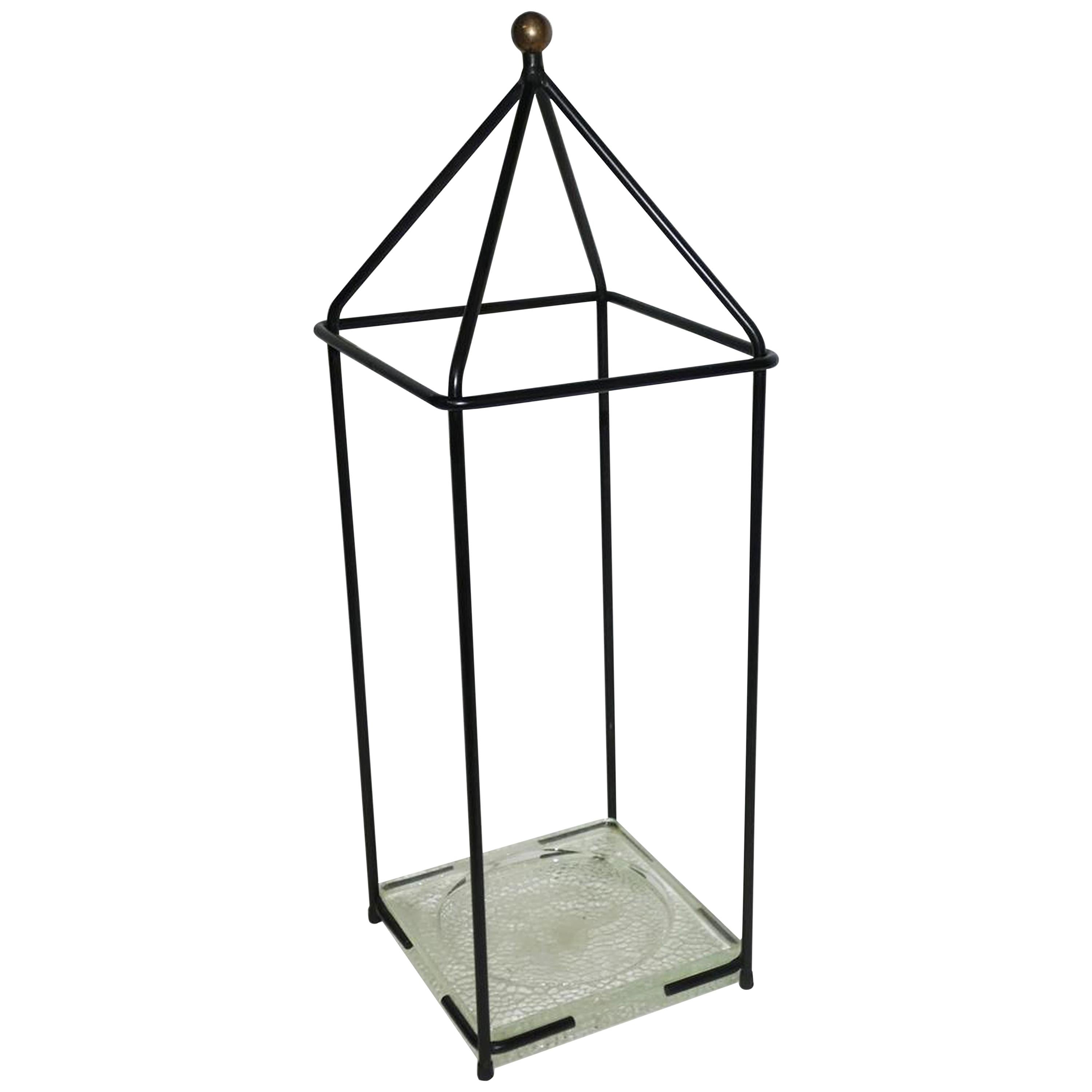Adnet Jacques Attributed, Umbrella Stand circa 1960 in Lacquered Metal For Sale