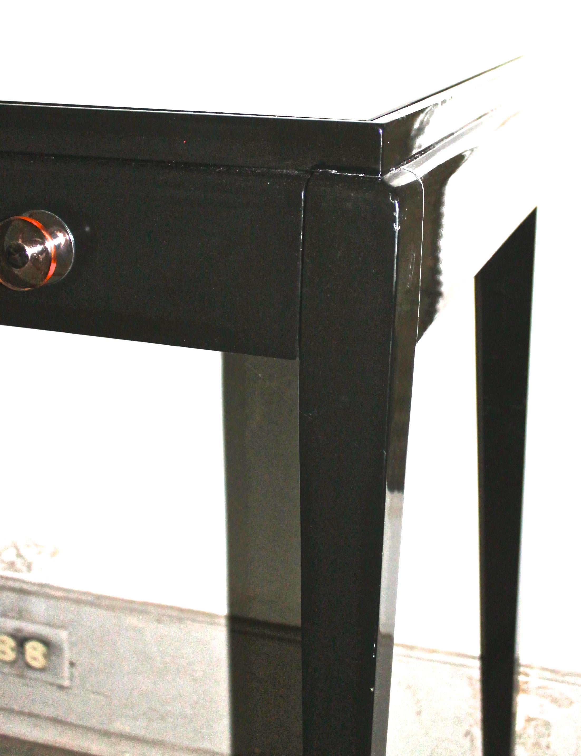 Wood Adnet Style Art Deco Black Lacquer Desk