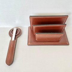 Adnet Style French Leather Desk Set