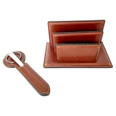 Adnet Style French Leather Desk Set