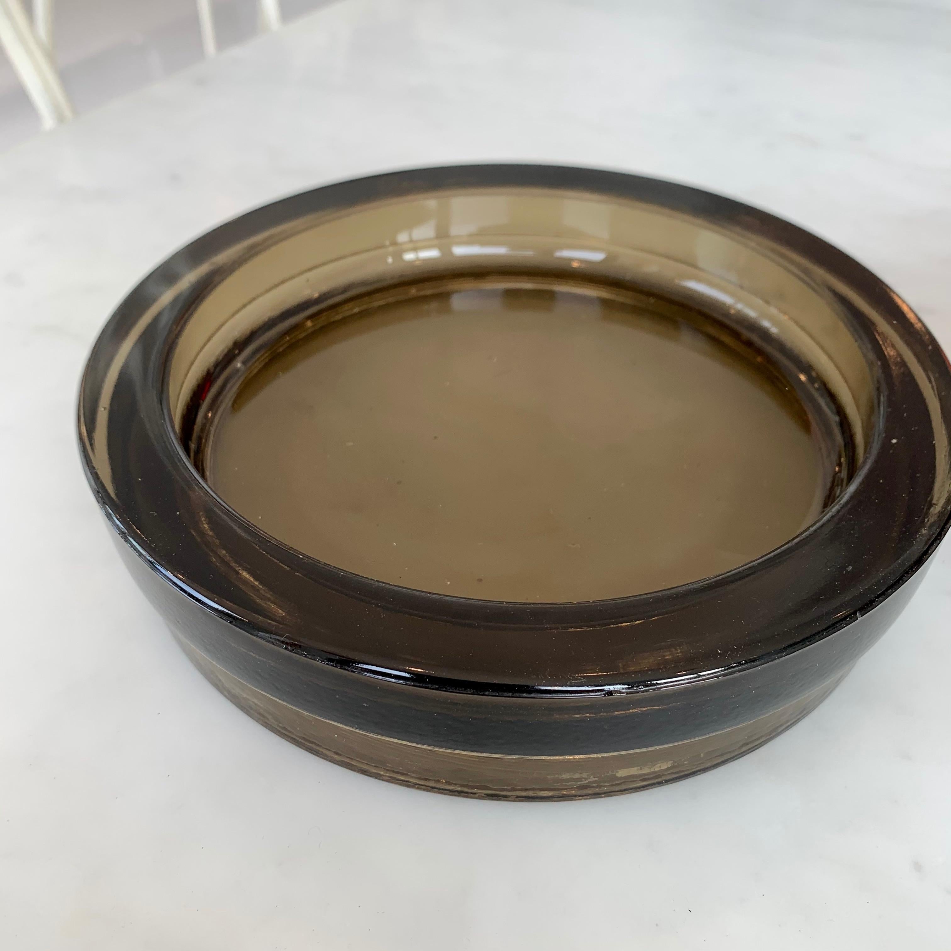Adnet Style Leather and Glass Ashtray or Catchall 5