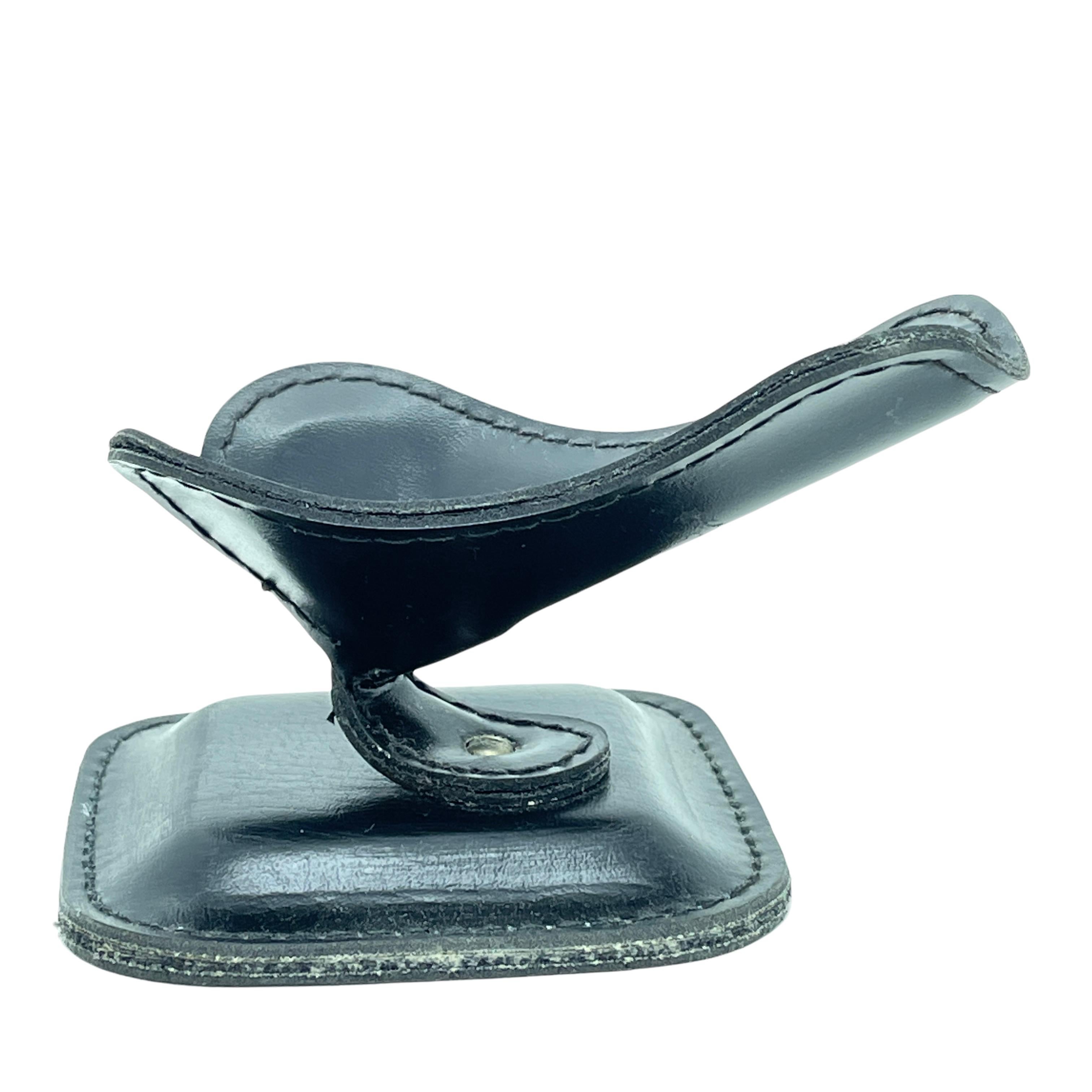 Mid-Century Modern Adnet Style Leather Estate Pipe Stand Holder Vintage For Sale
