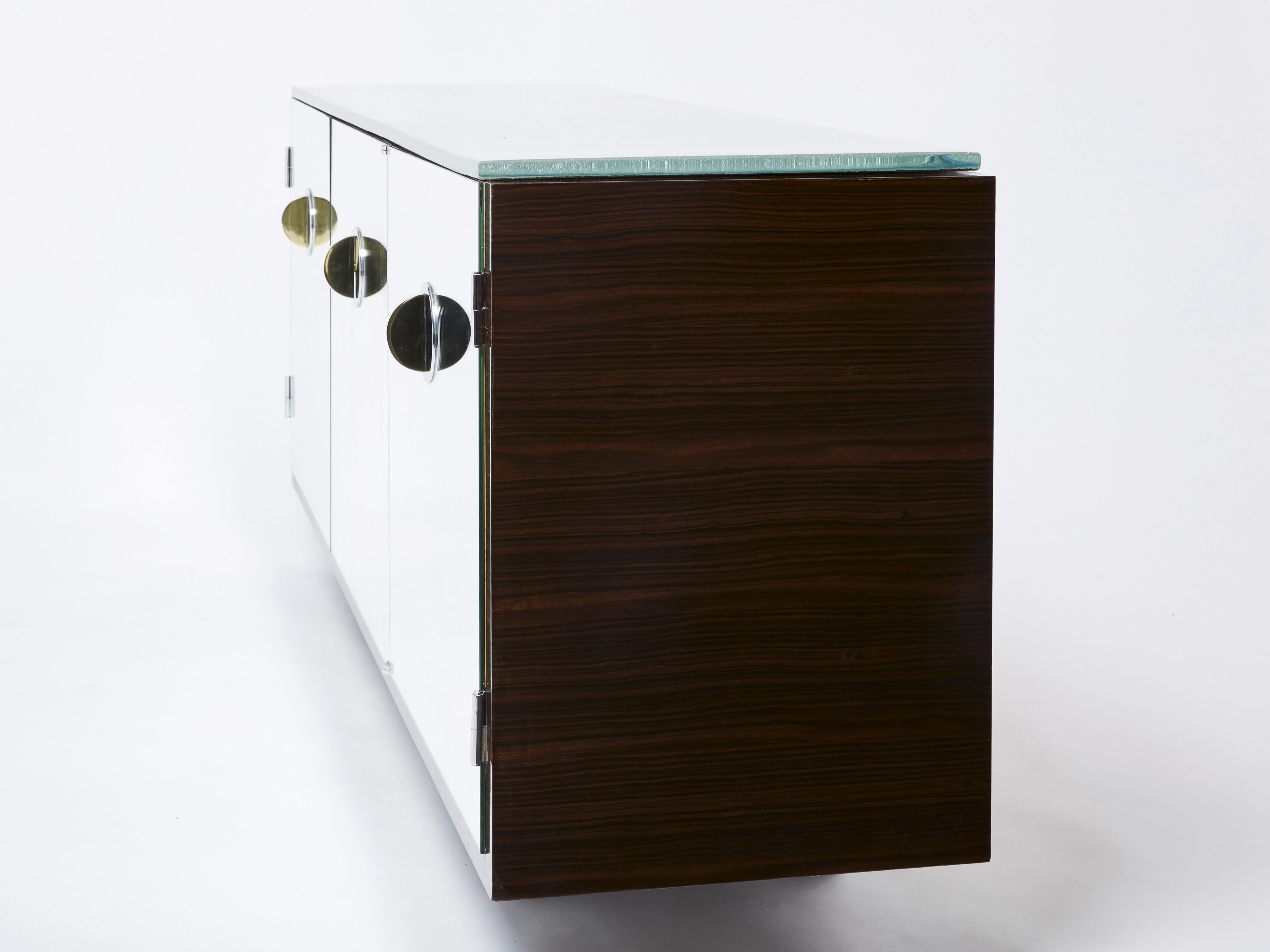 Adnet Style Mirrored Macassar Sycamore Sideboard Alberto Pinto 1990 For Sale 5