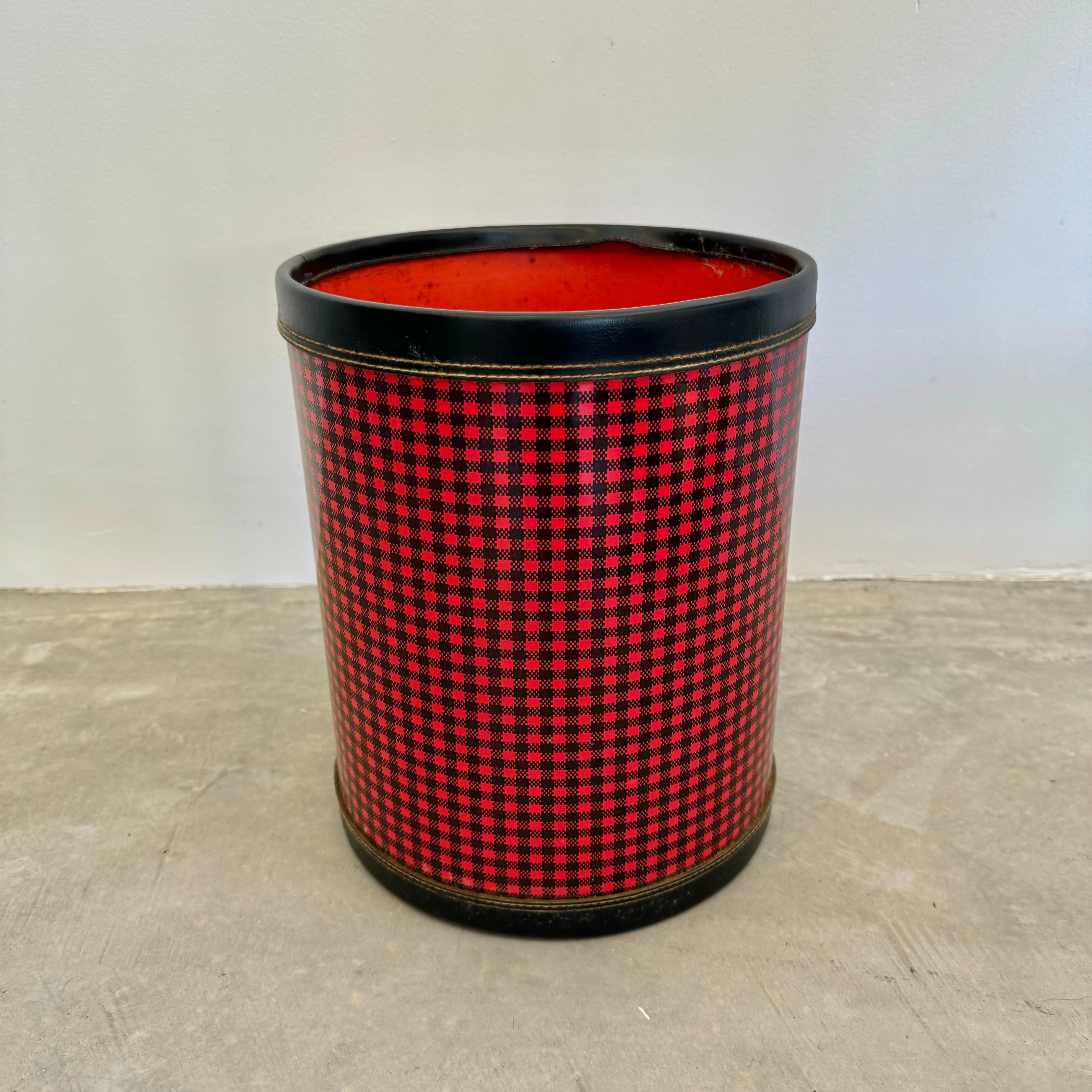 Adnet Style Plaid Waste Basket, 1950s France For Sale 1