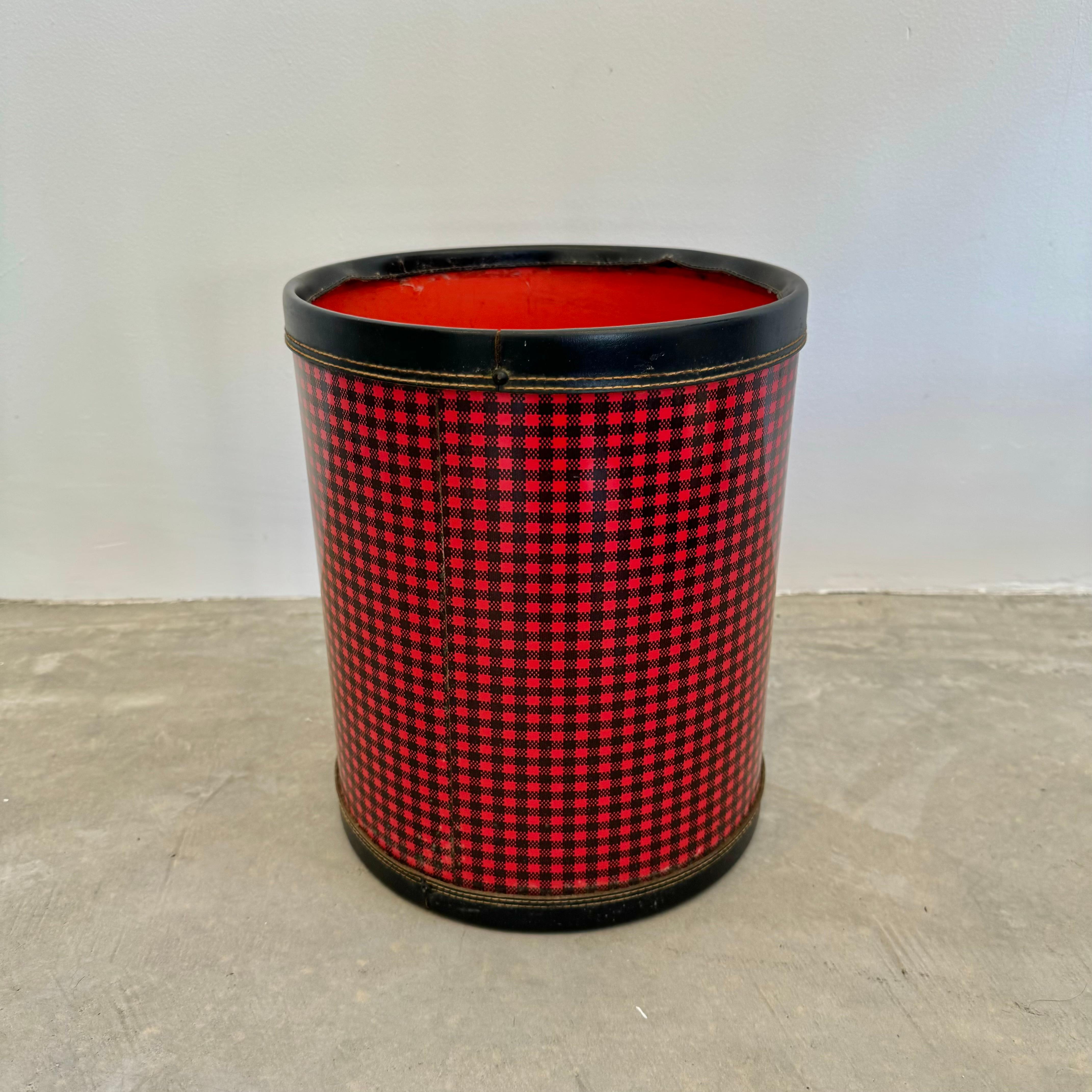 Adnet Style Plaid Waste Basket, 1950s France For Sale 2