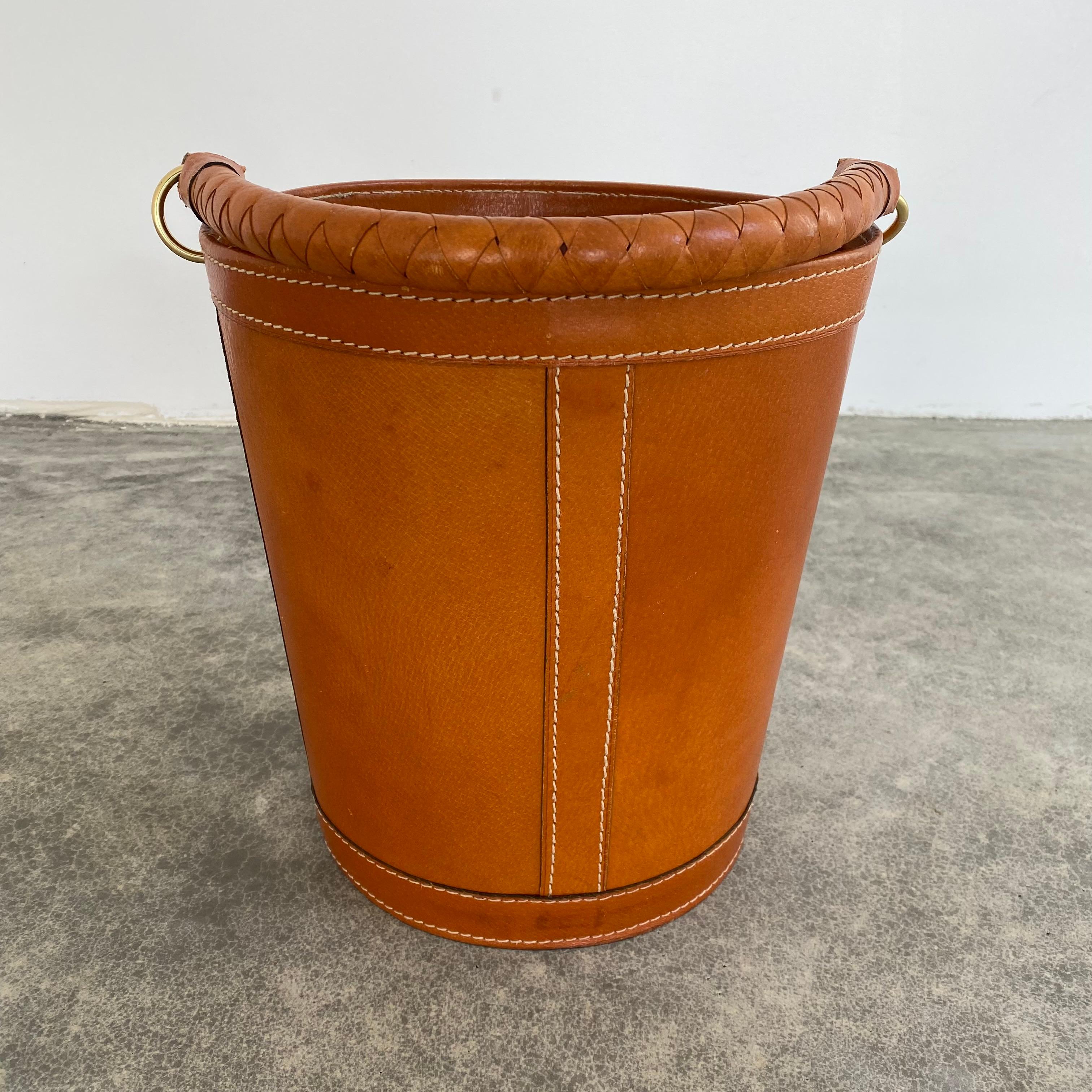 Style Saddle Leather Waste Basket at 1stDibs
