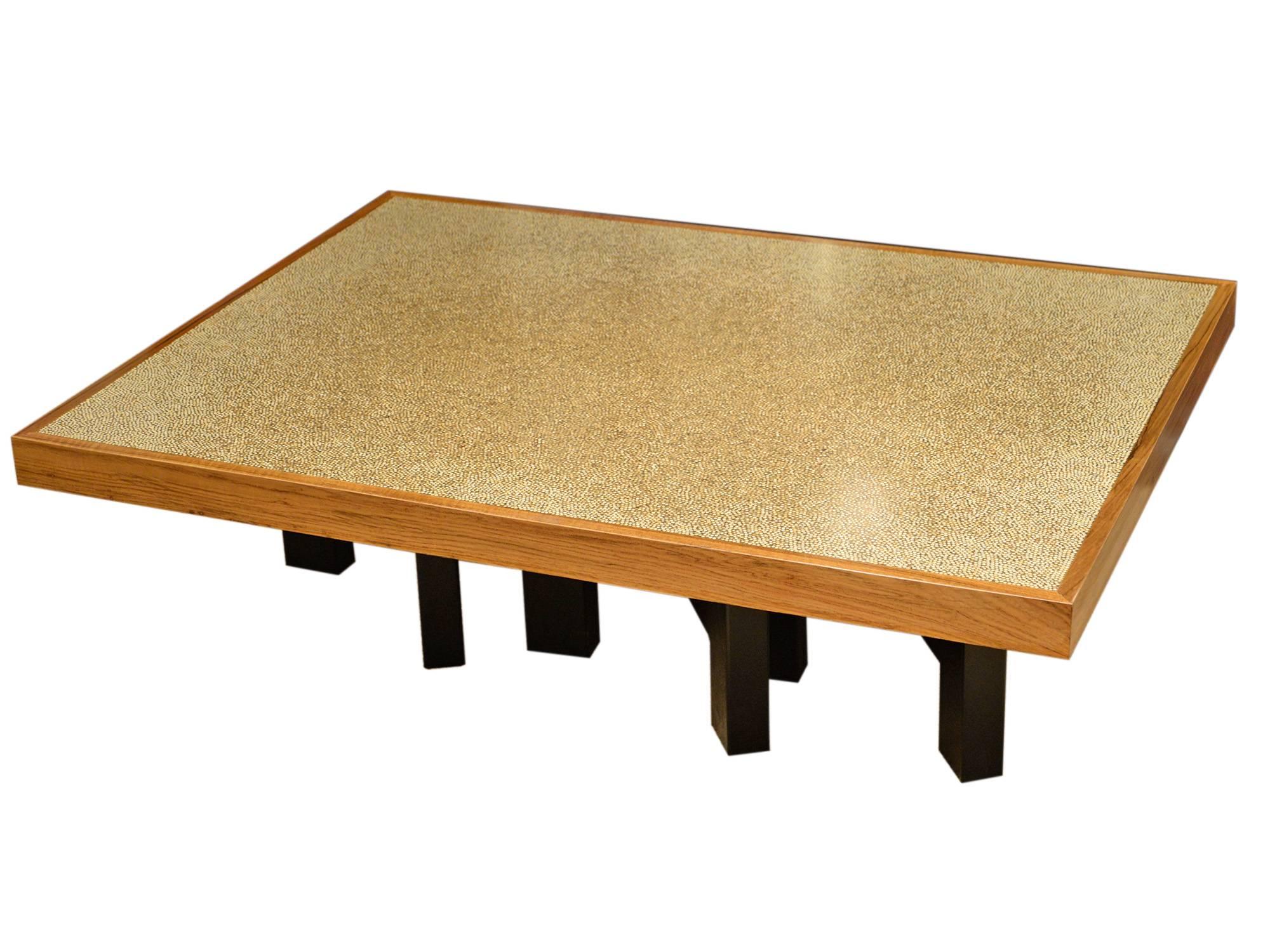 Ado Chale
Coffee table
Peppercorn, wood, resin, metal (feet)
Belgium, Circa 1970
Unique piece
Signed 