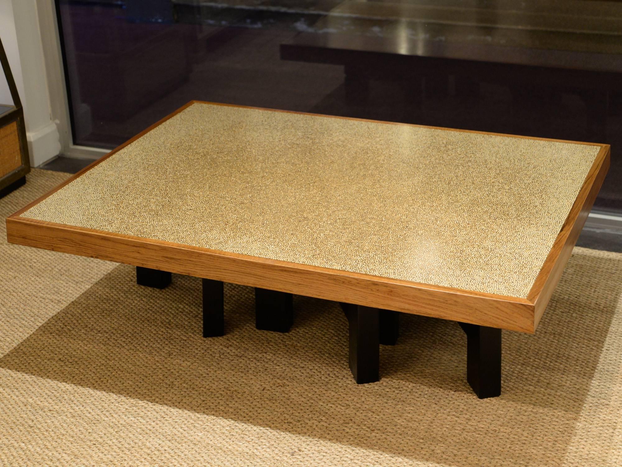 Belgian Ado Chale, Coffee Table with Peppercorn Inclusion into Resin, 1970s