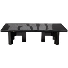 Ado Chale Black Resin Coffee Table Inlayed with Hematite