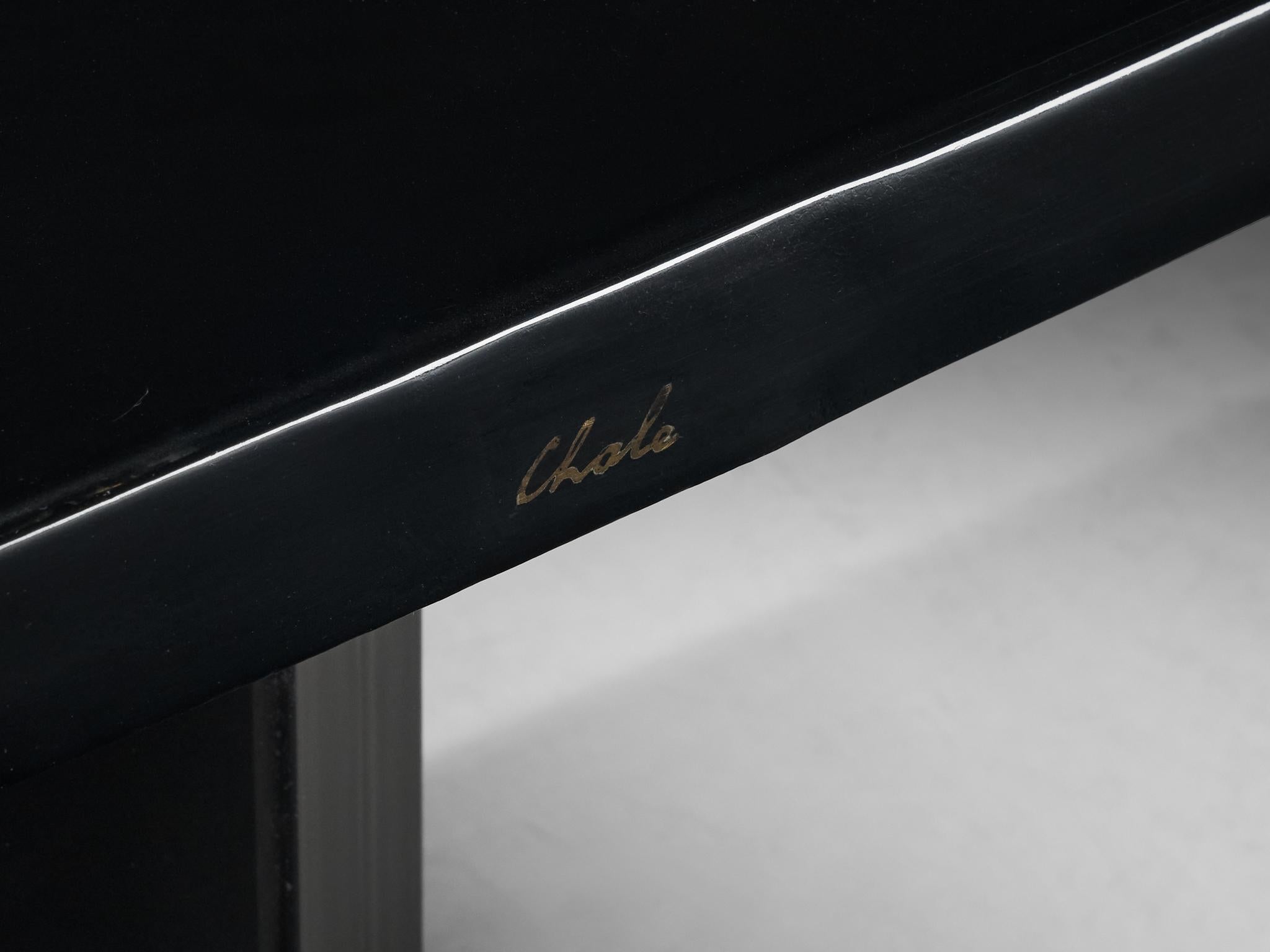 Table basse en résine noire incrustée de malachite Ado Chale en vente 1