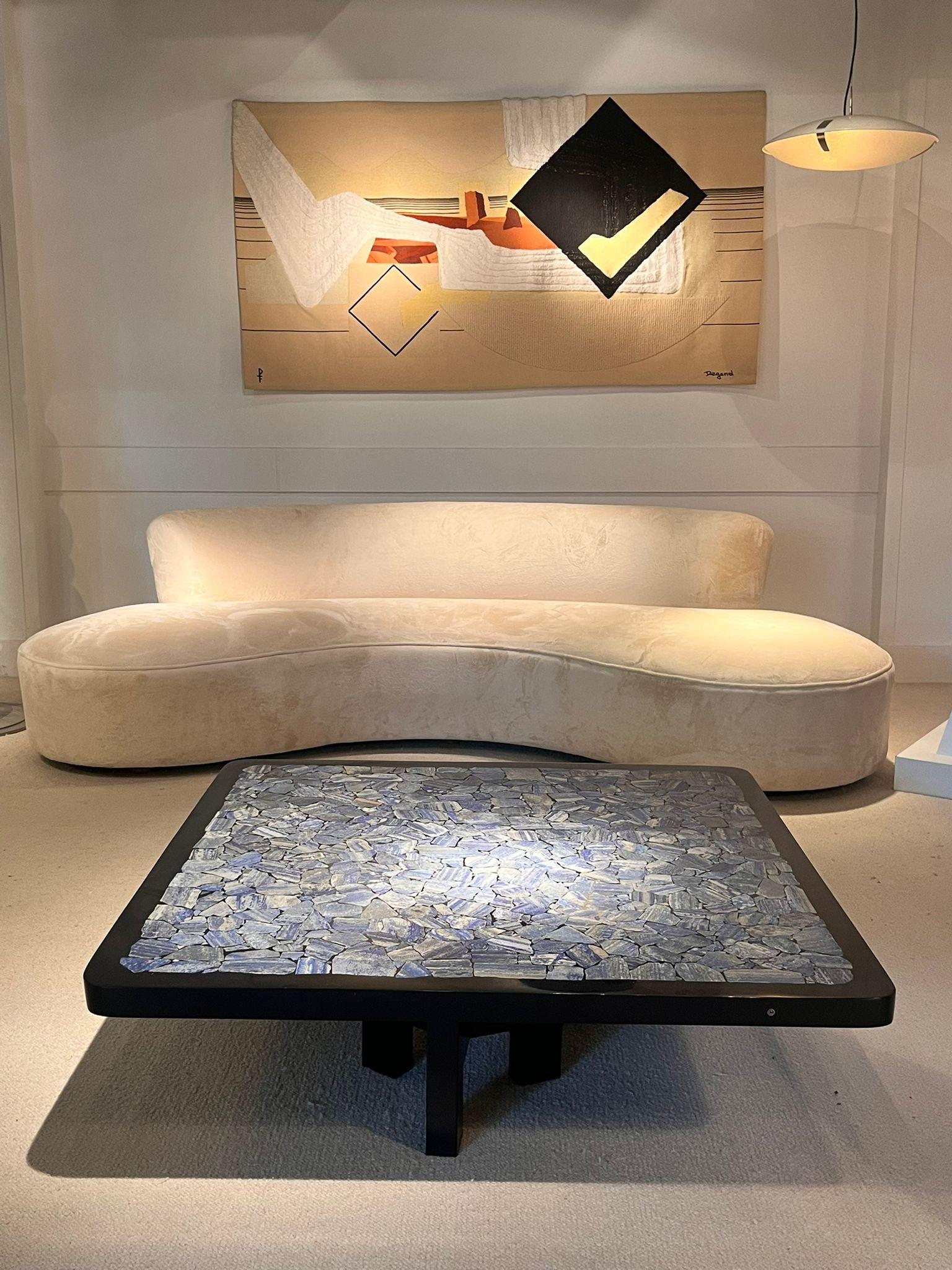 Ado Chale, Center Table in Lapis Lazuli, Resin and Lacquered Metal, circa In Good Condition For Sale In Saint-Ouen, FR