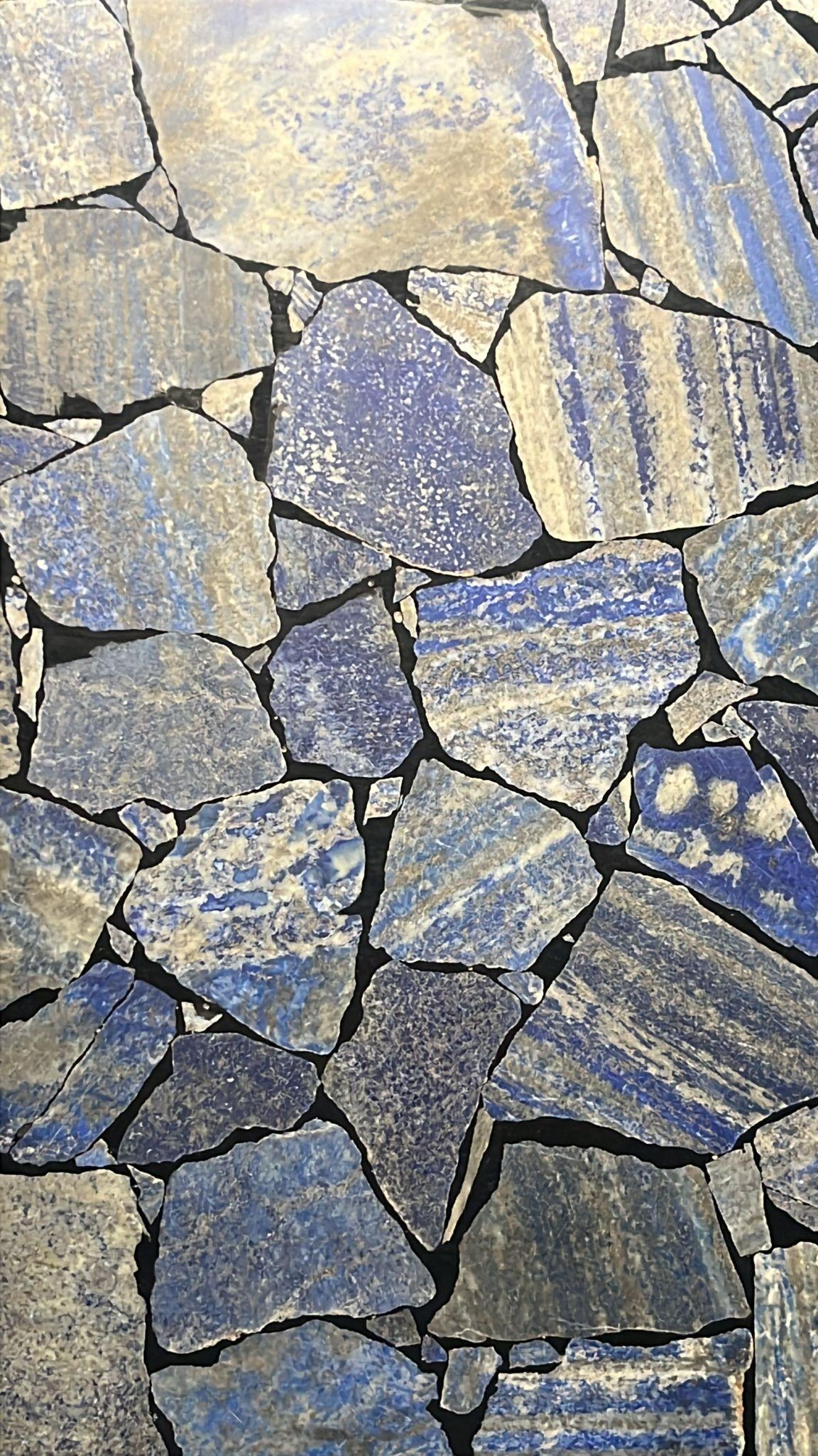 Late 20th Century Ado Chale, Center Table in Lapis Lazuli, Resin and Lacquered Metal, circa For Sale