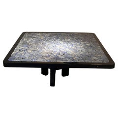 Ado Chale, Center Table in Lapis Lazuli, Resin and Lacquered Metal, circa