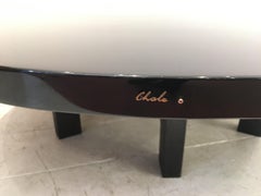 Ado Chale Circular Coffee Table Black Resin and Petrified Wood