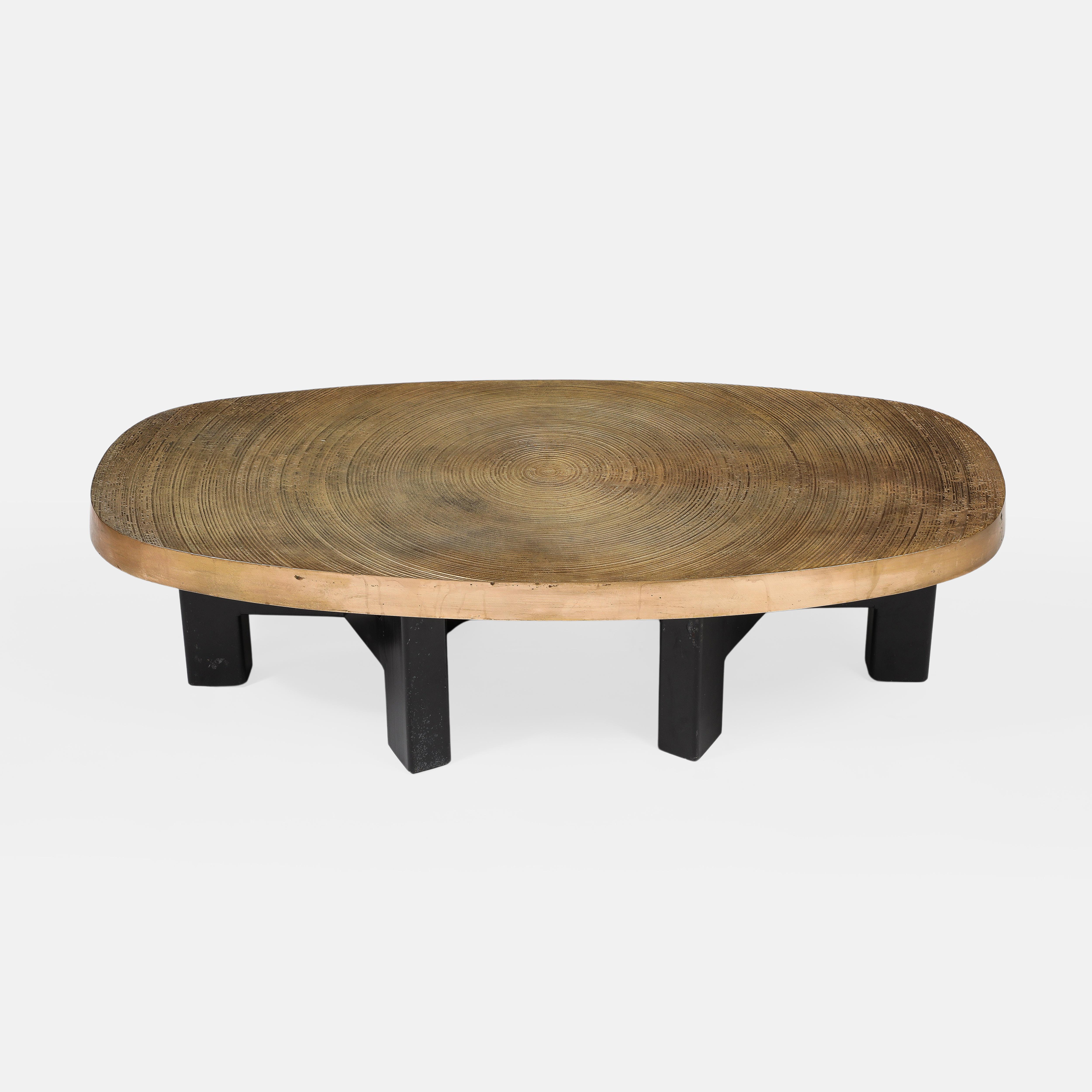 Früher Couchtisch „Goutte d'Eau“ von Ado Chale aus Bronze, signiert, Belgien 1970er Jahre (Ende des 20. Jahrhunderts) im Angebot