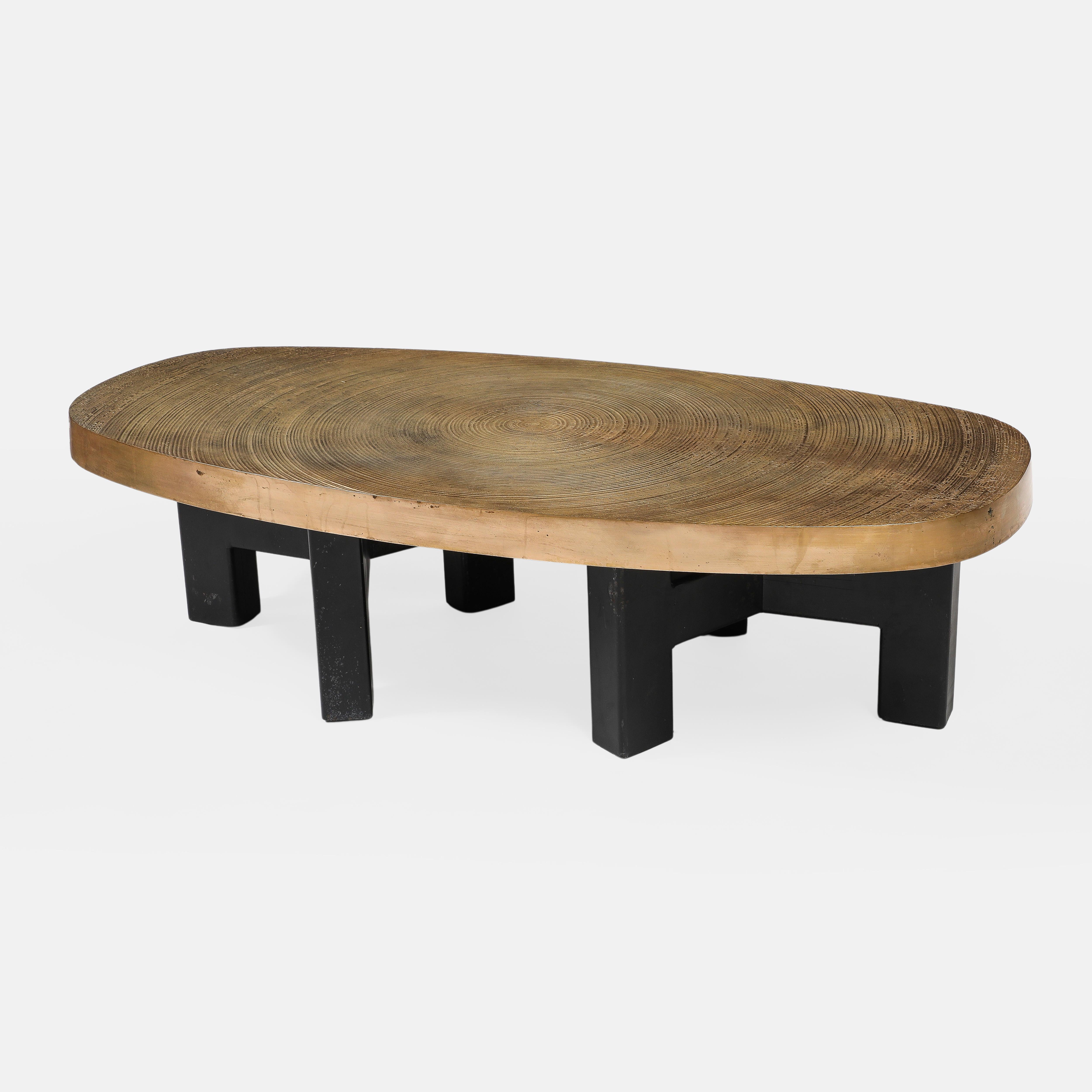 Früher Couchtisch „Goutte d'Eau“ von Ado Chale aus Bronze, signiert, Belgien 1970er Jahre im Angebot 1