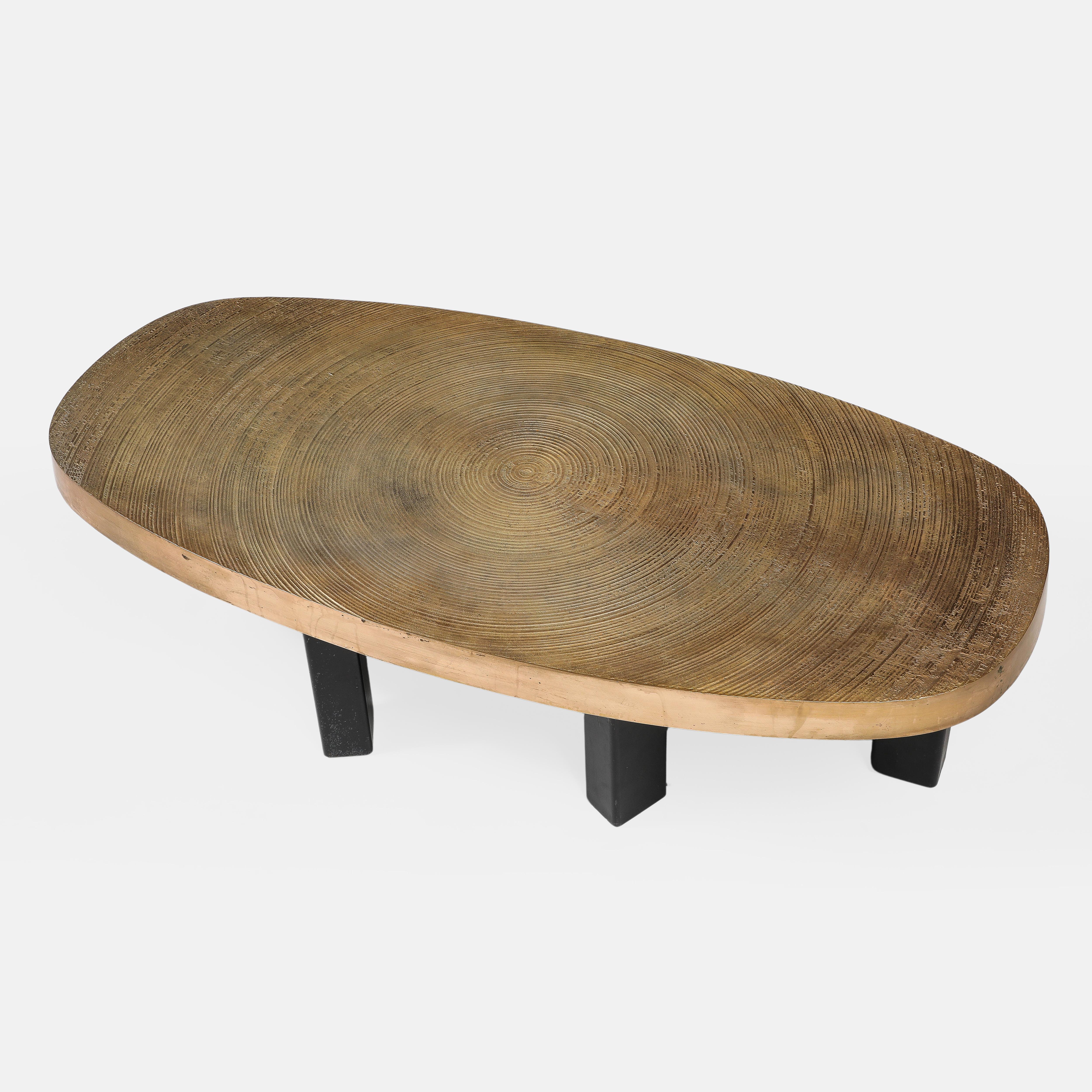 Früher Couchtisch „Goutte d'Eau“ von Ado Chale aus Bronze, signiert, Belgien 1970er Jahre im Angebot 2