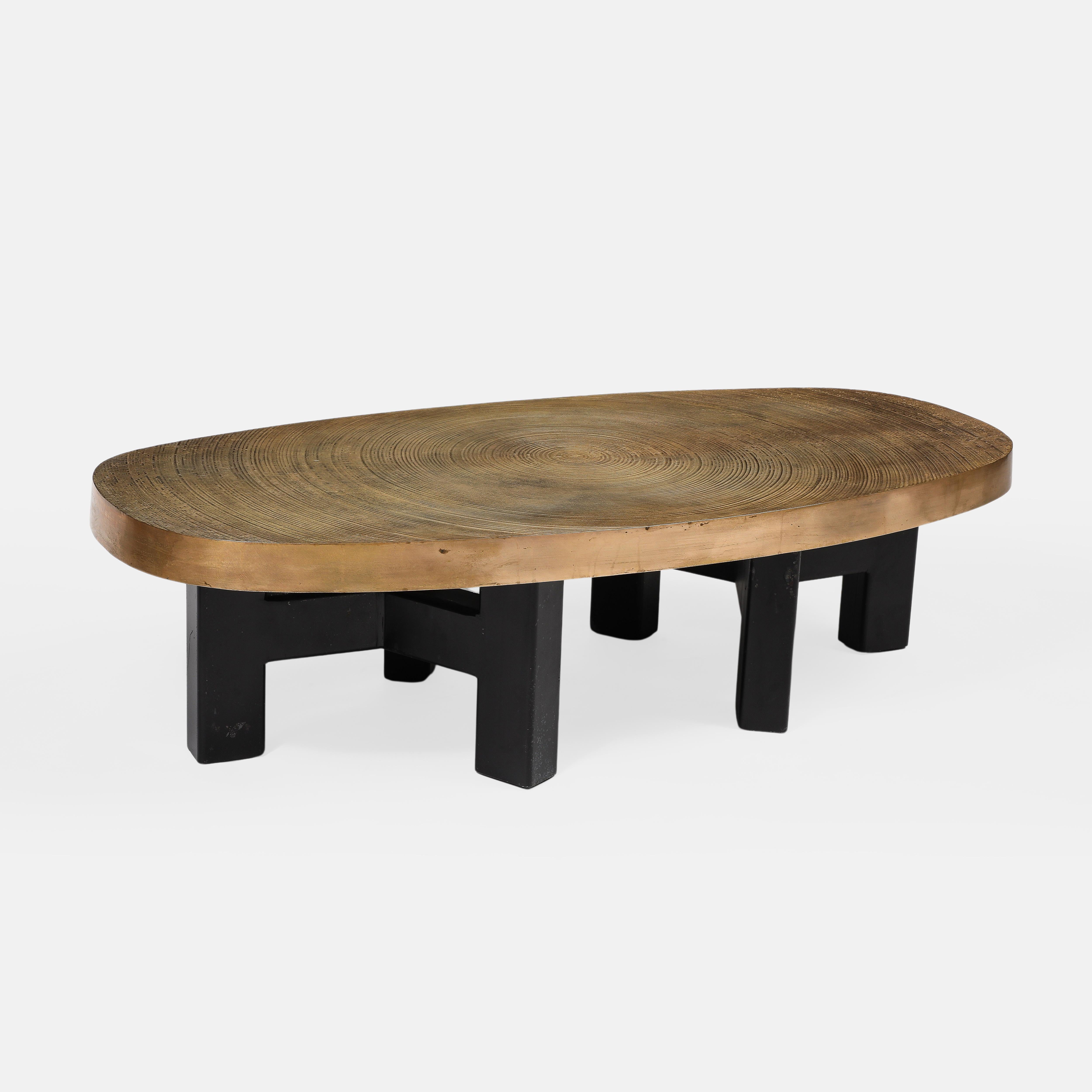 Früher Couchtisch „Goutte d'Eau“ von Ado Chale aus Bronze, signiert, Belgien 1970er Jahre im Angebot 3