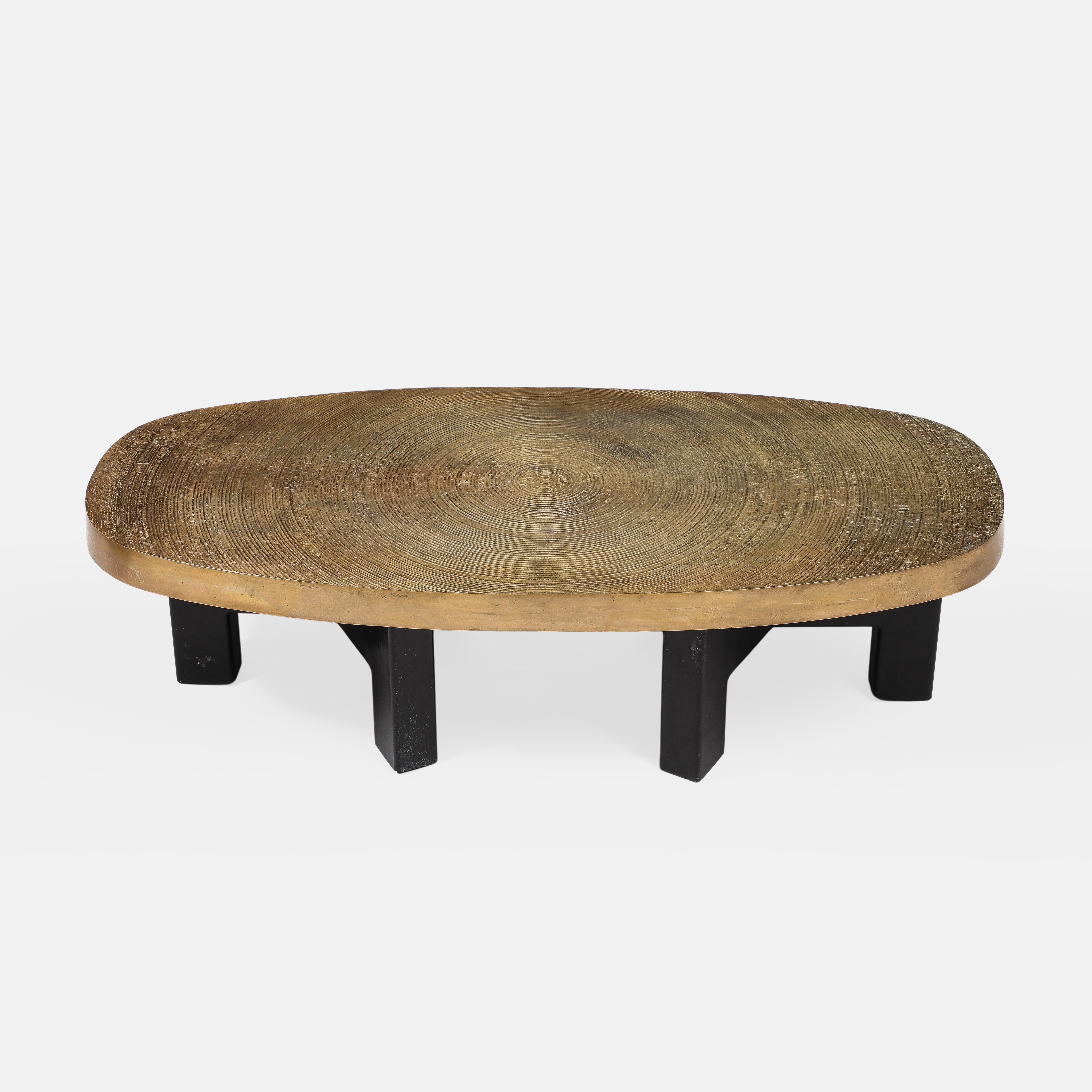 Früher Couchtisch „Goutte d'Eau“ von Ado Chale aus Bronze, signiert, Belgien 1970er Jahre (Moderne der Mitte des Jahrhunderts) im Angebot