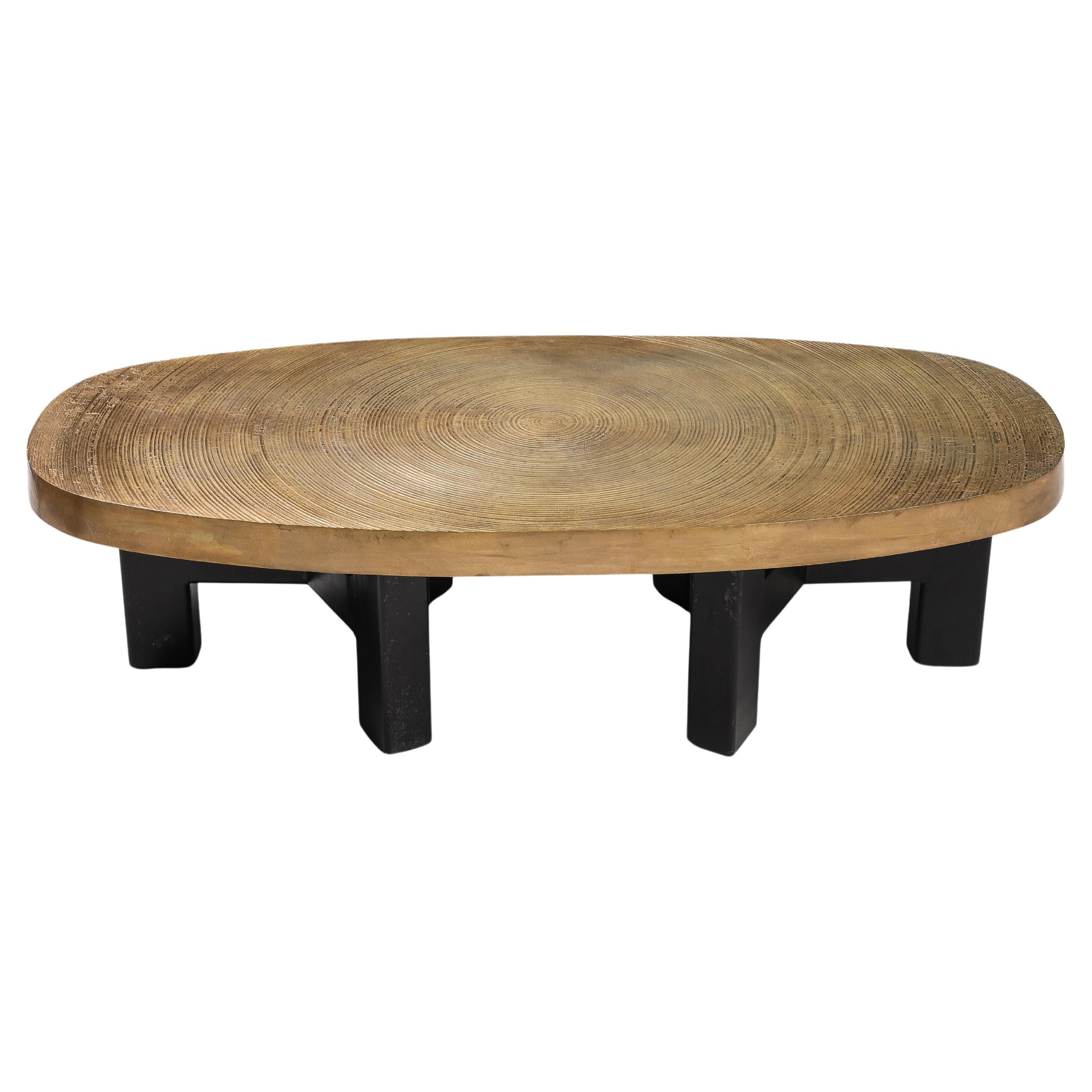 Früher Couchtisch „Goutte d'Eau“ von Ado Chale aus Bronze, signiert, Belgien 1970er Jahre