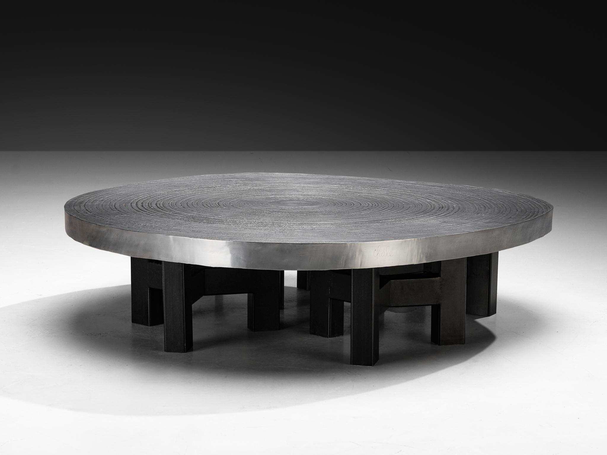 Ado Chale 'Goutte d'Eau' Couchtisch aus Aluminium (Ende des 20. Jahrhunderts) im Angebot