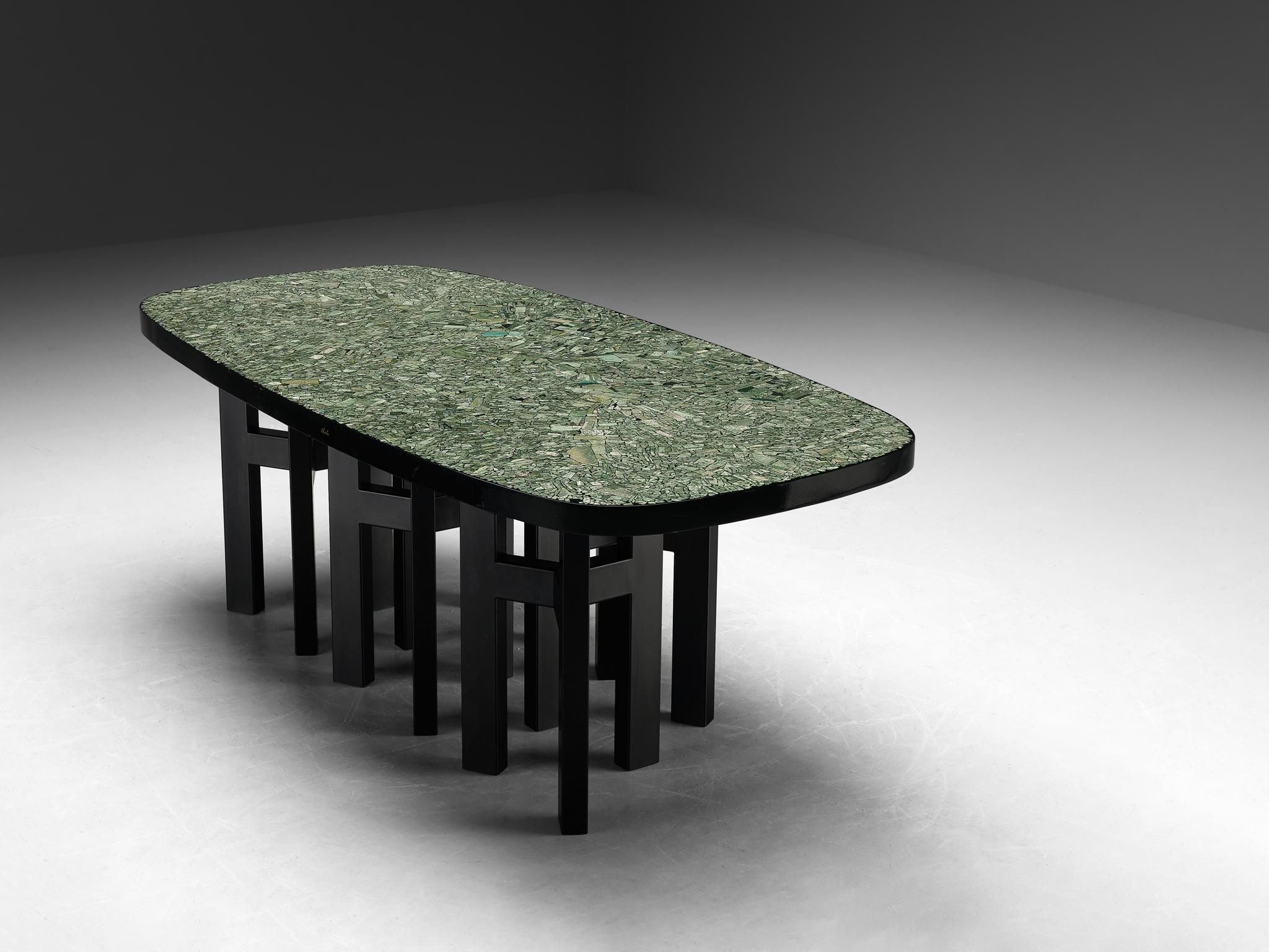 Ado Chale Oval Dining Table with Mosaic Top in Jade Wyoming  2
