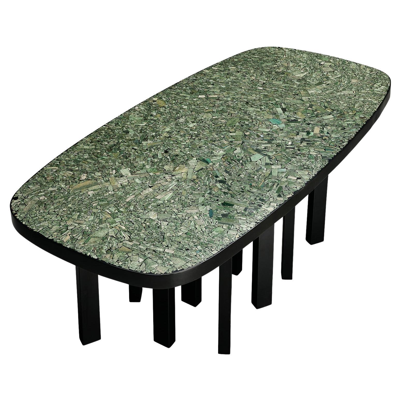 Ado Chale Oval Dining Table with Mosaic Top in Jade Wyoming 