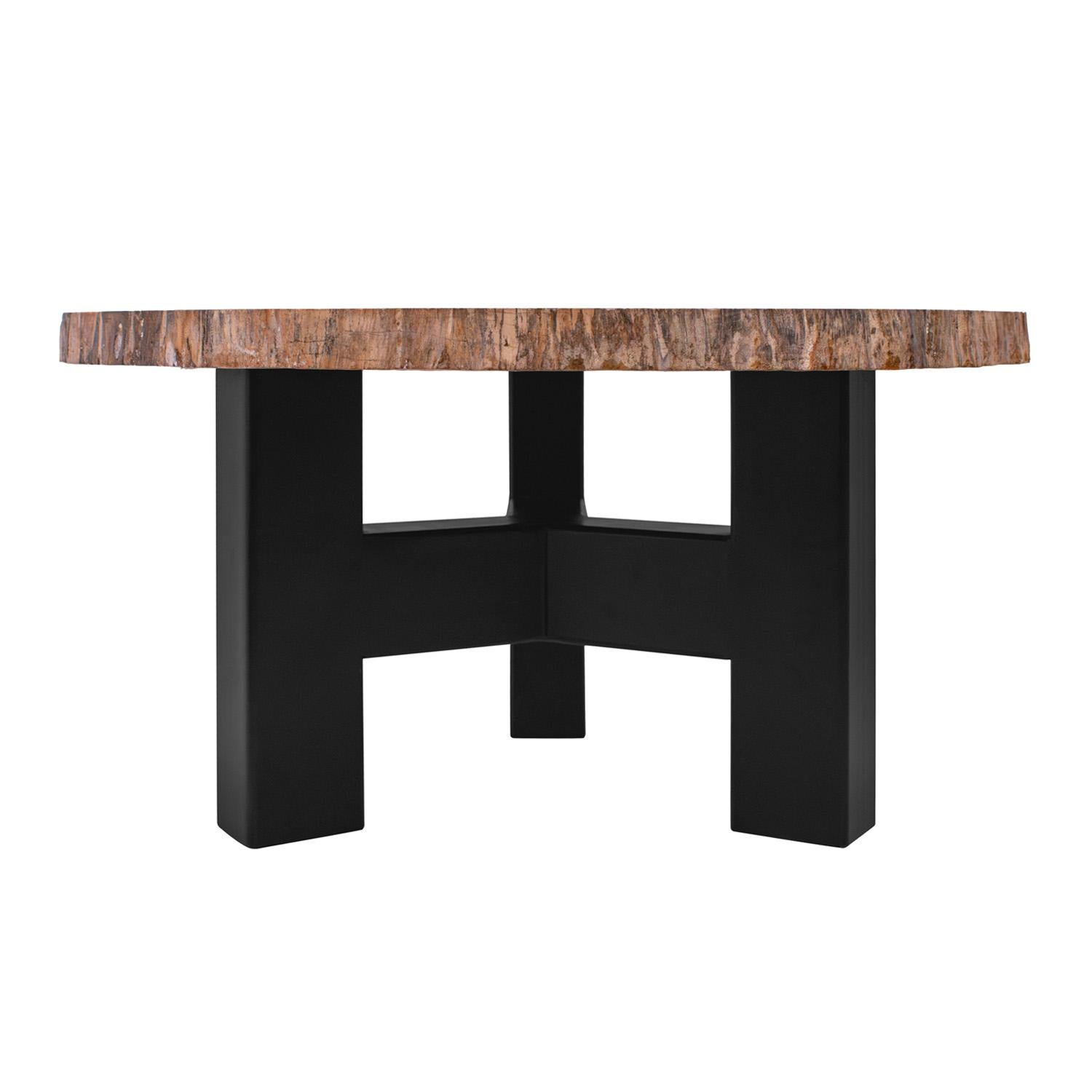 Belgian Ado Chale Rare and Iconic Fossilized Wood Top Table 1960s For Sale