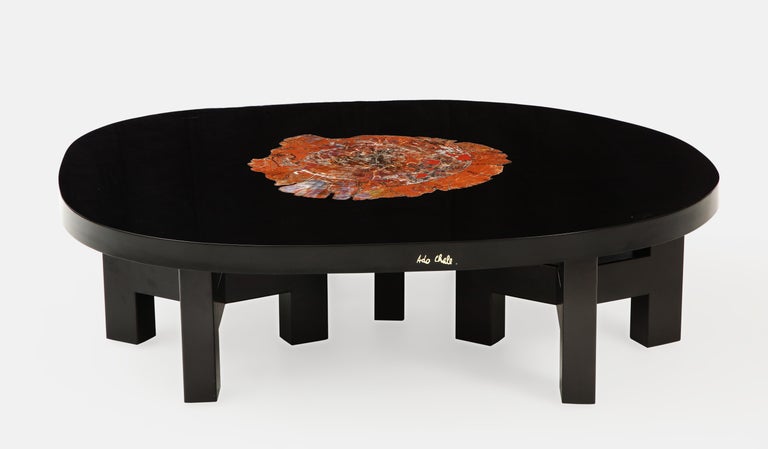 Ado Chale Rare Resin And Arizona Petrified Sequoia Wood Coffee Table For Sale At 1stdibs