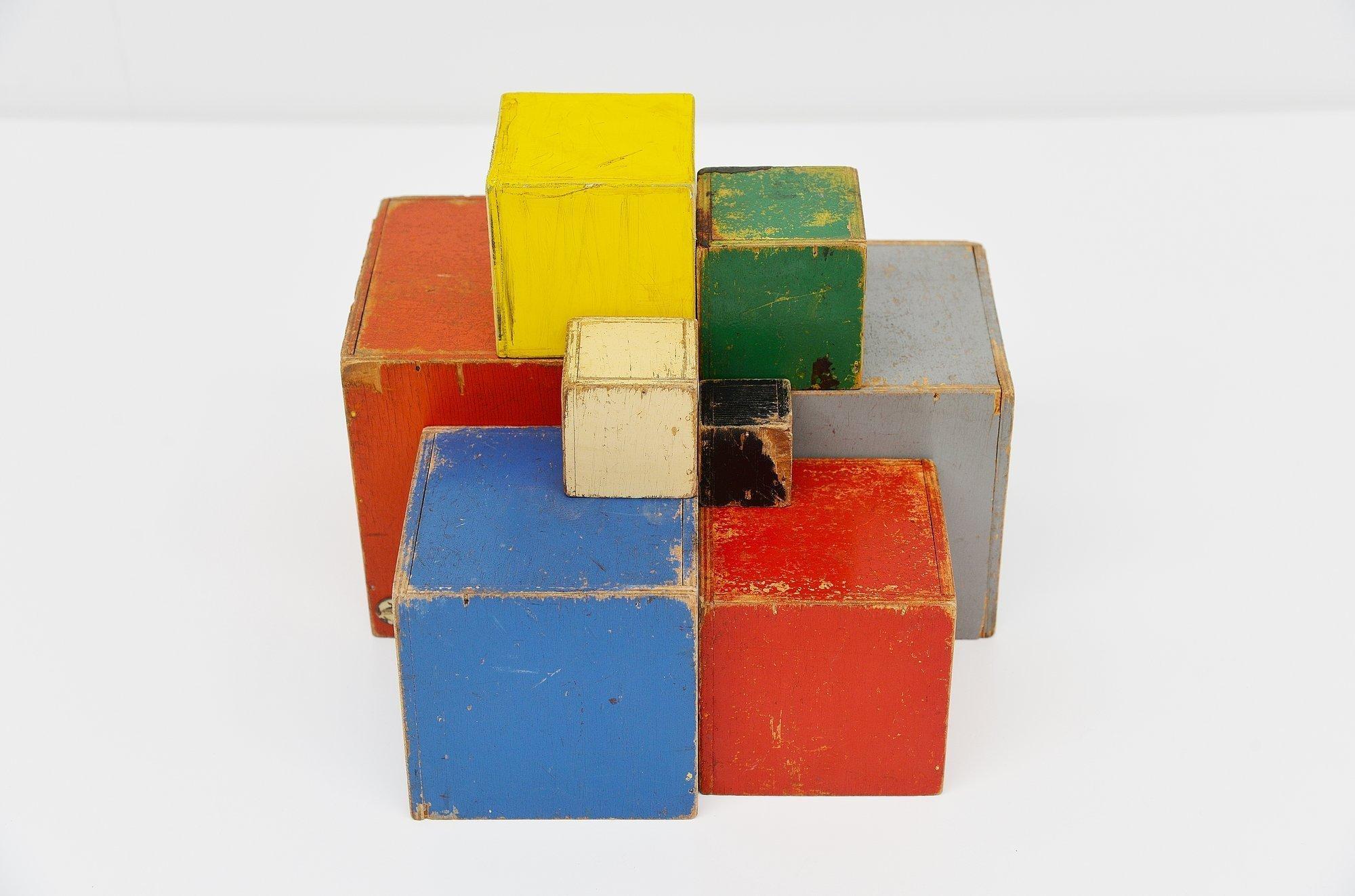 Hand-Painted Ado Cubes Set Ko Verzuu Holland, 1937