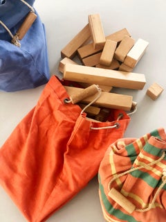 3 x ADO Ko Verzuu Children Toy Blocks bag, De Stijl, the Netherlands, 1950's