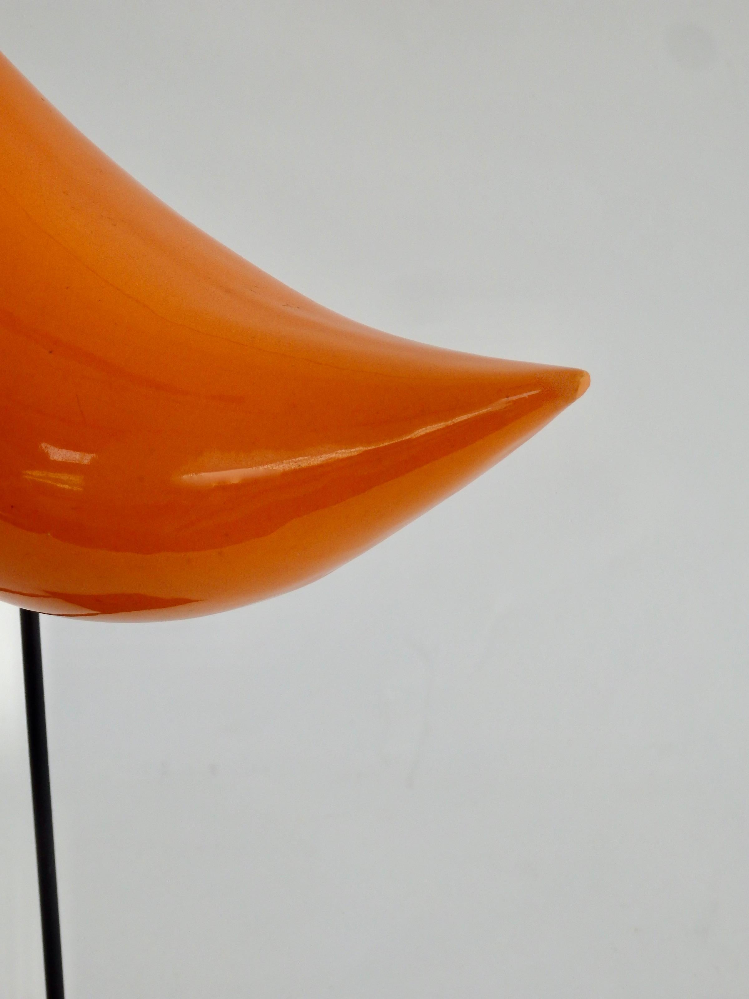 Ado Londi for Bitossi Raymor Stylized Orange Bird Sculpture on Iron Base 1