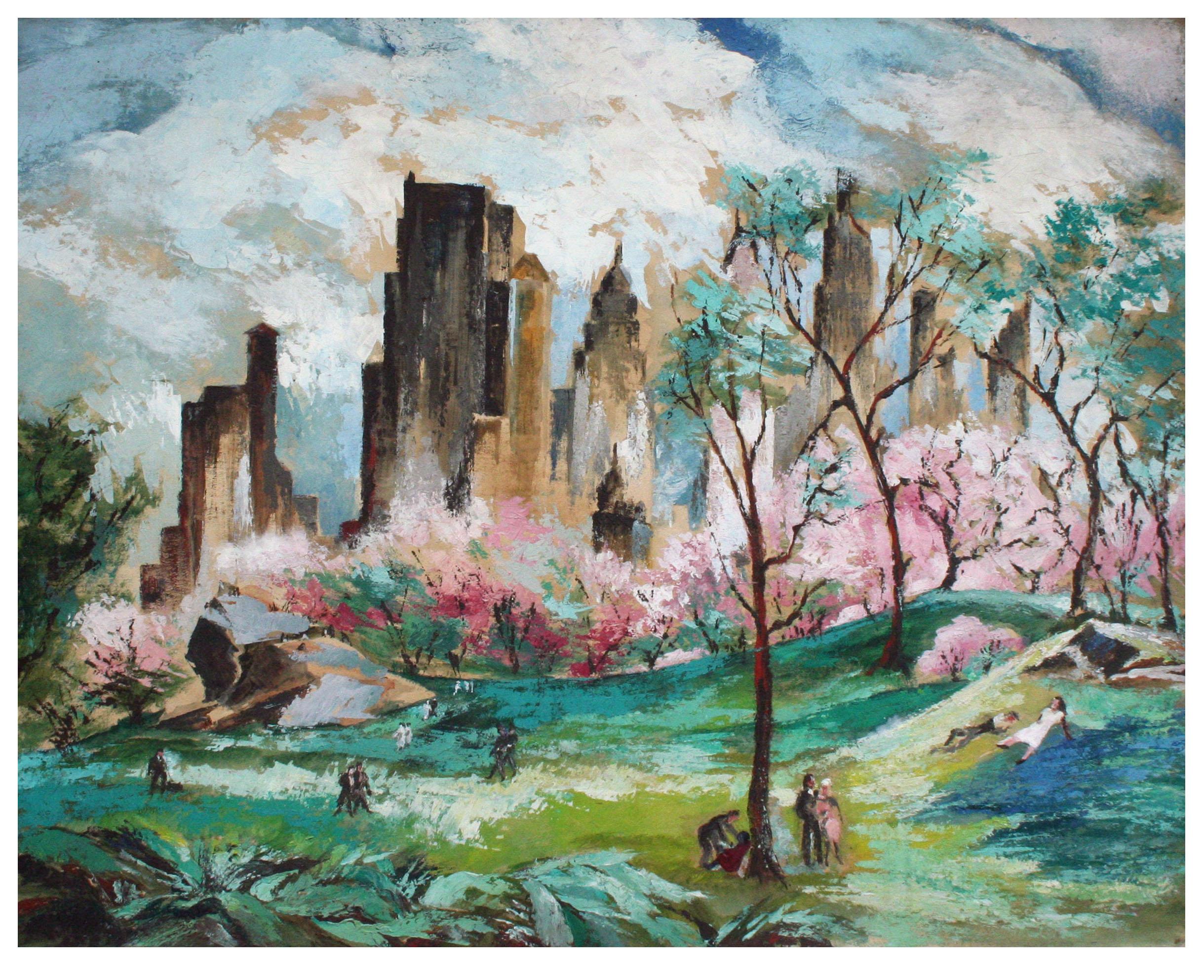 „Frühstück im Central Park“ nach Adolf Arthur Dehn, Midcentury Modern Manhattan  im Angebot 1