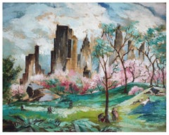 "Spring in Central Park" after Adolf Arthur Dehn, Midcentury Modern Manhattan