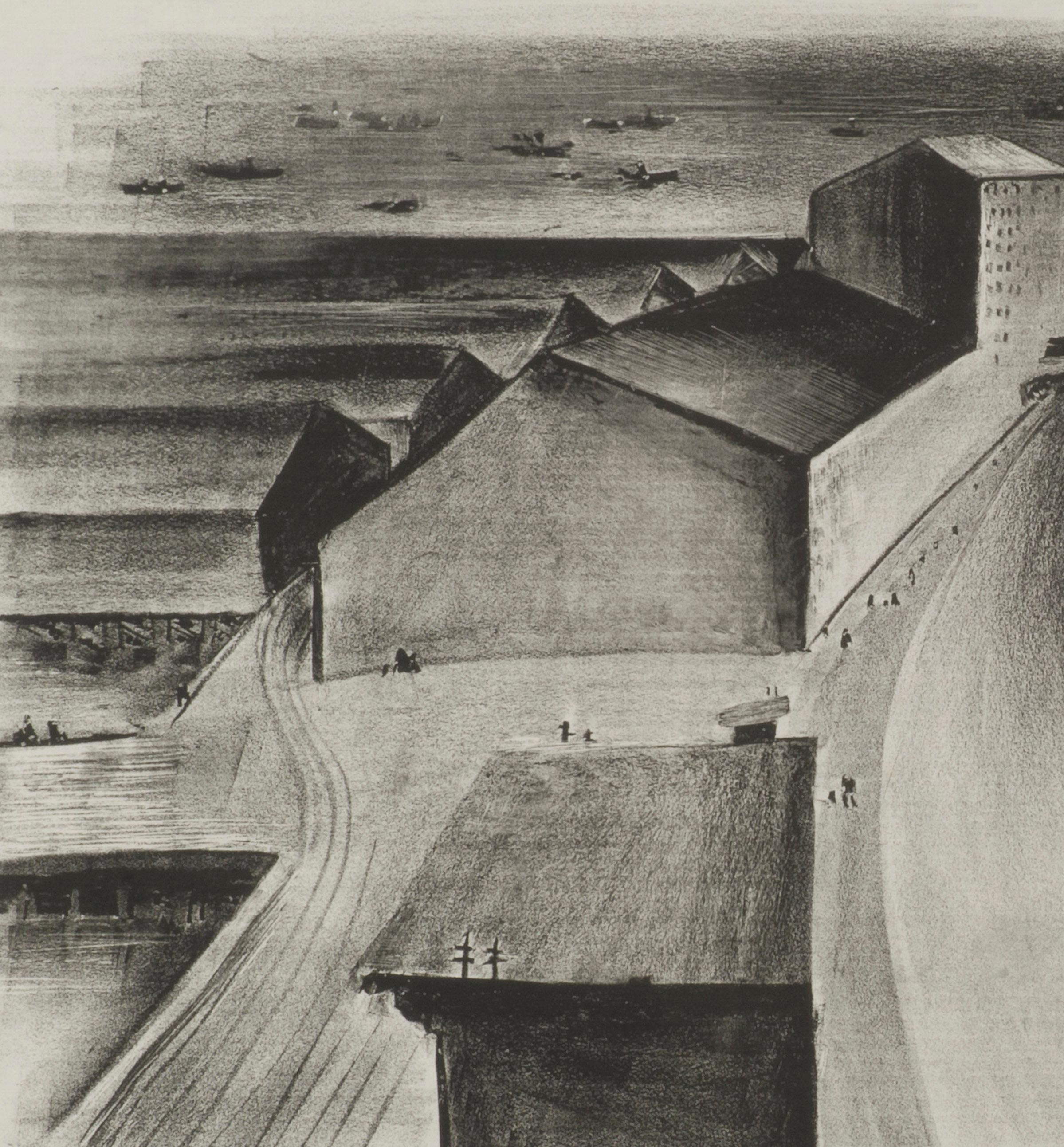 Paseo marítimo de Brooklyn
Litografía, 1931
Firmado, titulado y fechado a lápiz por el artista
Edición: Indeterminada (muy pequeña), más pruebas de artista
Impreso por Meister Schulz, Berlín
Procedencia:
Propiedad del artista
Virginia Dehn, viuda