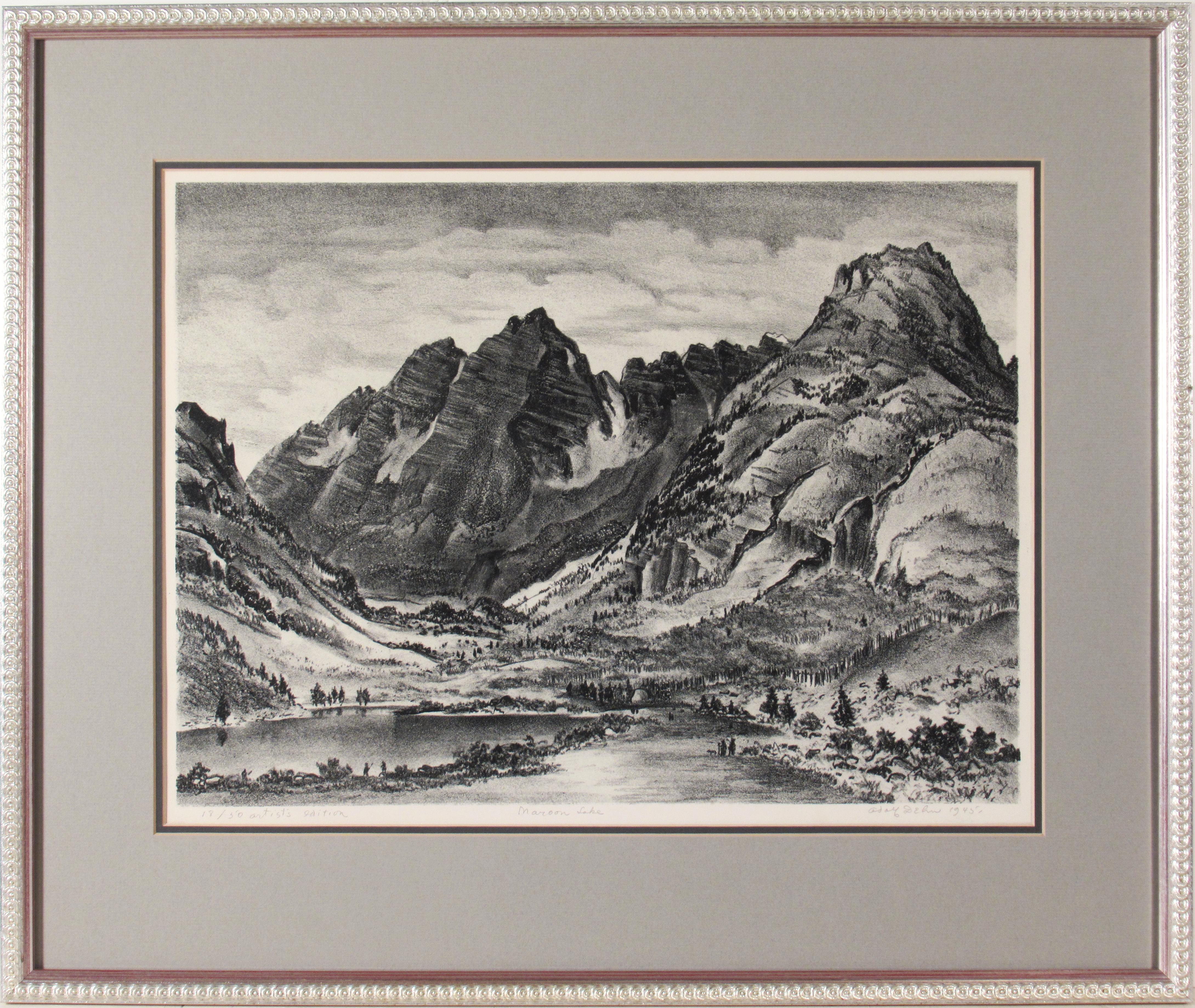 Adolf Arthur Dehn Figurative Print - Maroon Lake, Colorado