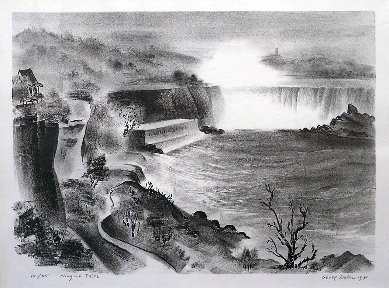 Adolf Arthur Dehn Landscape Print - Niagara Falls